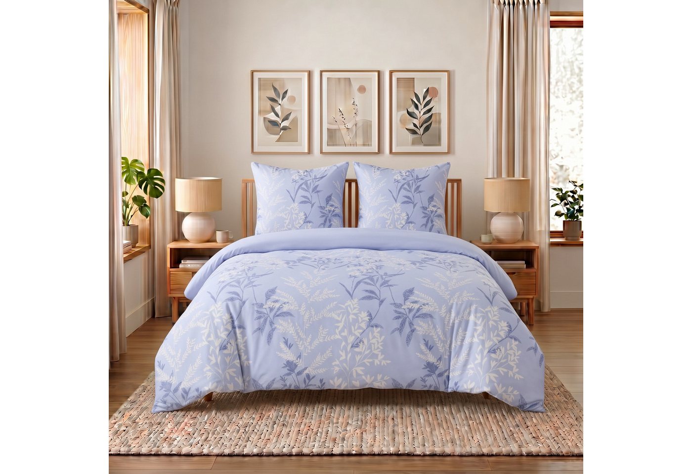 Buymax Bettwäsche Nobel Wendebettwäsche sets für Einzel- und Doppelbetten, Polycotton, 3 teilig, Bettbezug-Set 200x220 cm Reißverschluss, …