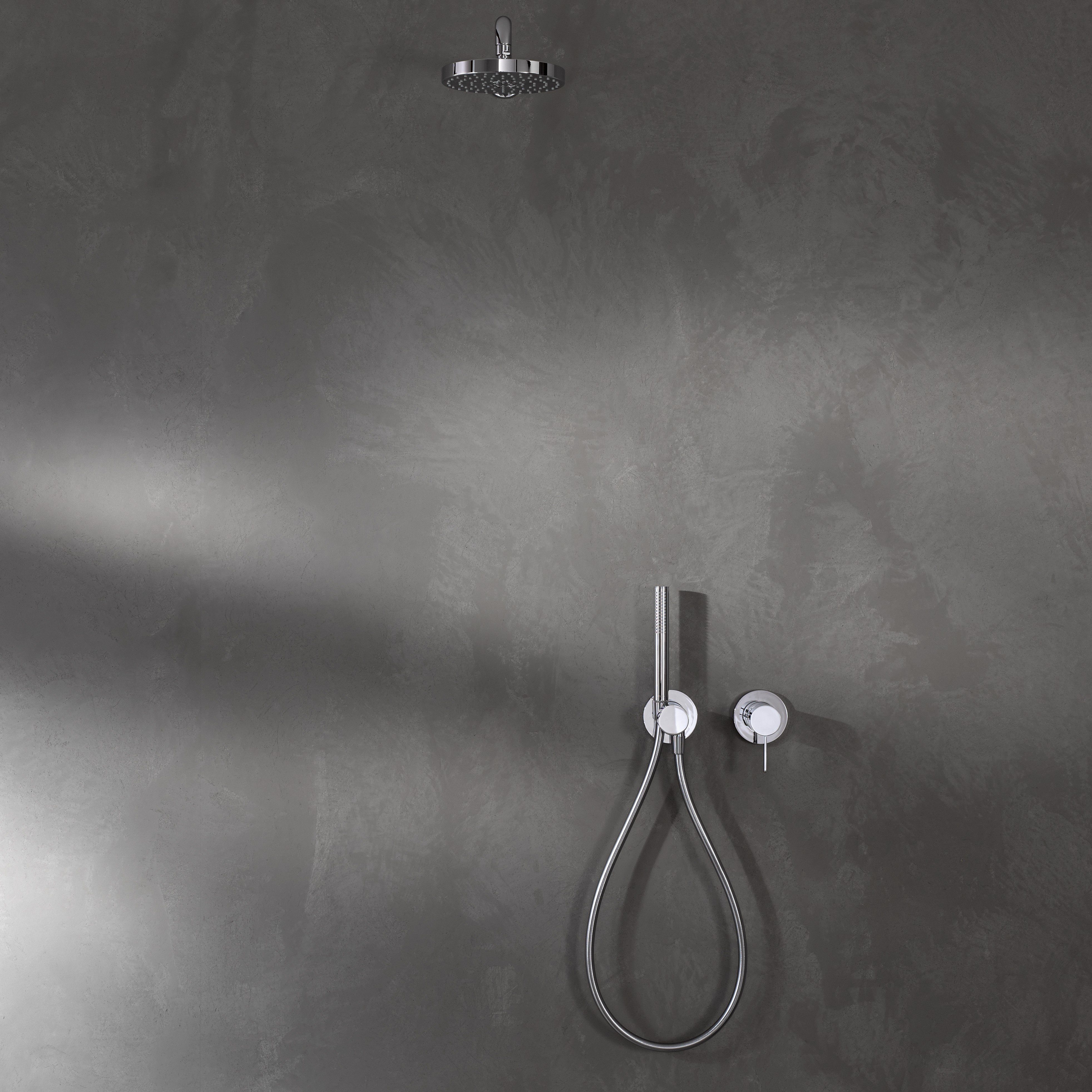 AIMOYO Duscharmatur Komplettset Schwarz - Regendusche Mit Verstellbarer Duschstange 80-117 Cm