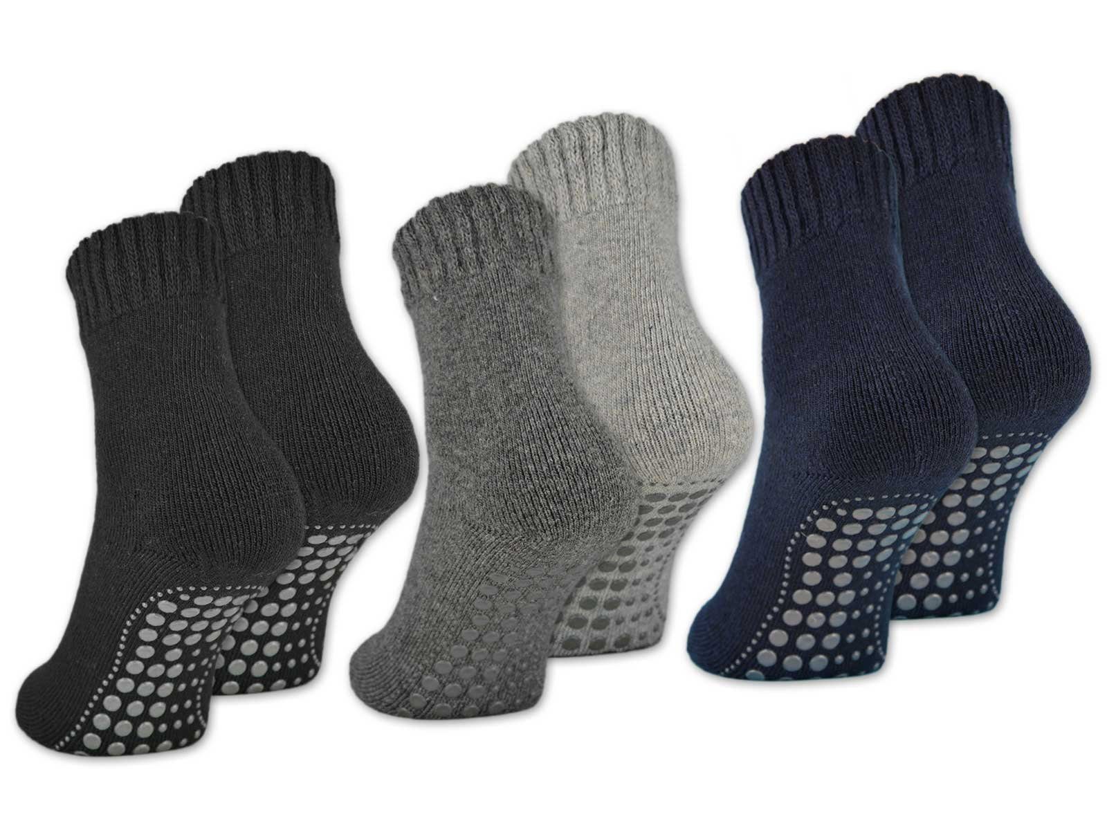 sockenkauf24 ABS-Socken 2, 4 oder 6 Paar Damen & Herren ABS Socken Anti Rutsch (Farbmix, 6-Paar, 43-46) Socken mit Wolle - 21463