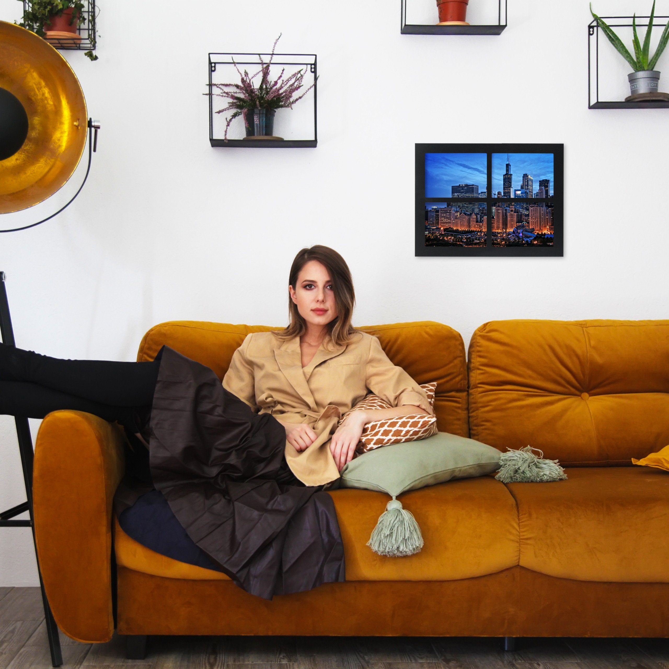 relaxdays Bilderrahmen Collage Bilderrahmen 4 Bilder Collage, schwarz