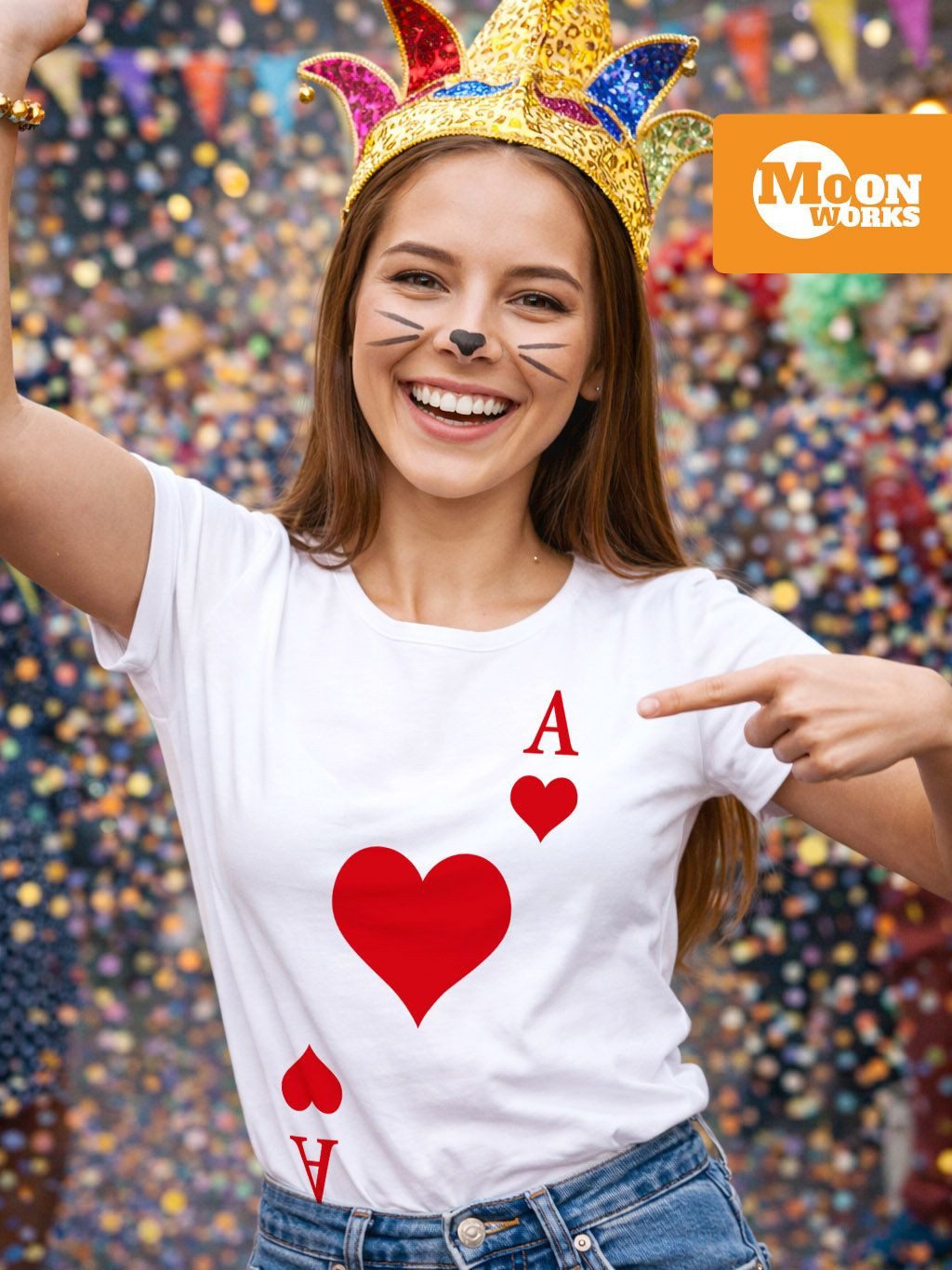MoonWorks Print-Shirt Damen T-Shirt Kartenspiel Kostüm Spielkarten Gruppenk günstig online kaufen