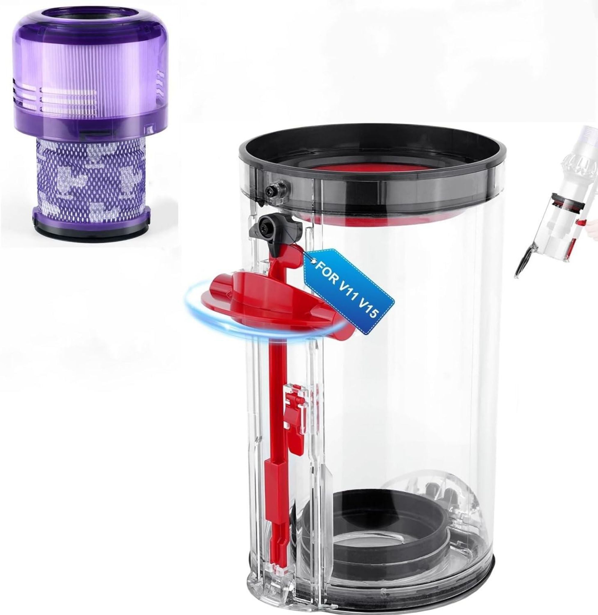 FELIXLEO Staubsaugerzubehörtasche Staubbehaelter fuer Dyson V11 V15 SV14 SV15 SV17 SV22 Behaelter (1-tlg)