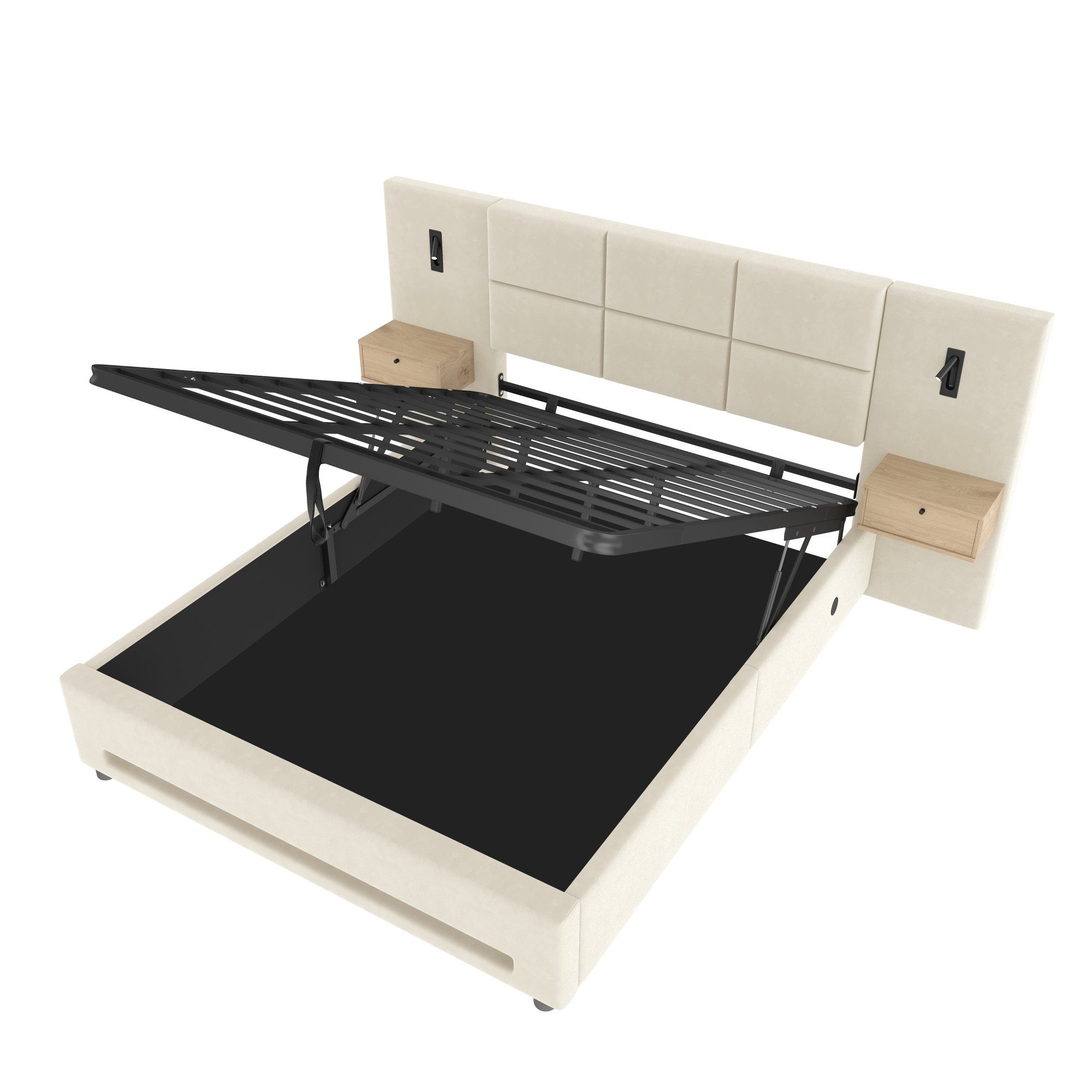 LVHOM Boxbett 180×200cm mit intelligentem Stauraum, LED & Ladestationen (Po günstig online kaufen