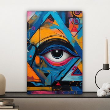 OneMillionCanvasses® Leinwandbild Graffiti - Farben - Auge - Kunst, (1 St), Leinwandbild fertig bespannt inkl. Zackenaufhänger, Gemälde, 20x30 cm