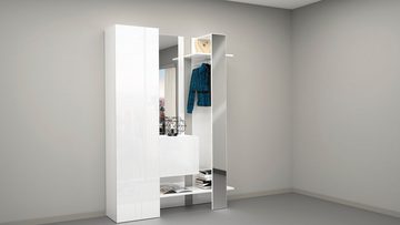 INOSIGN Garderoben-Set Kompakt, (3-er Set: Schuhschrank, Schuhfach, Garderobenpaneel mit Spiegel), Höhe ca. 190 cm