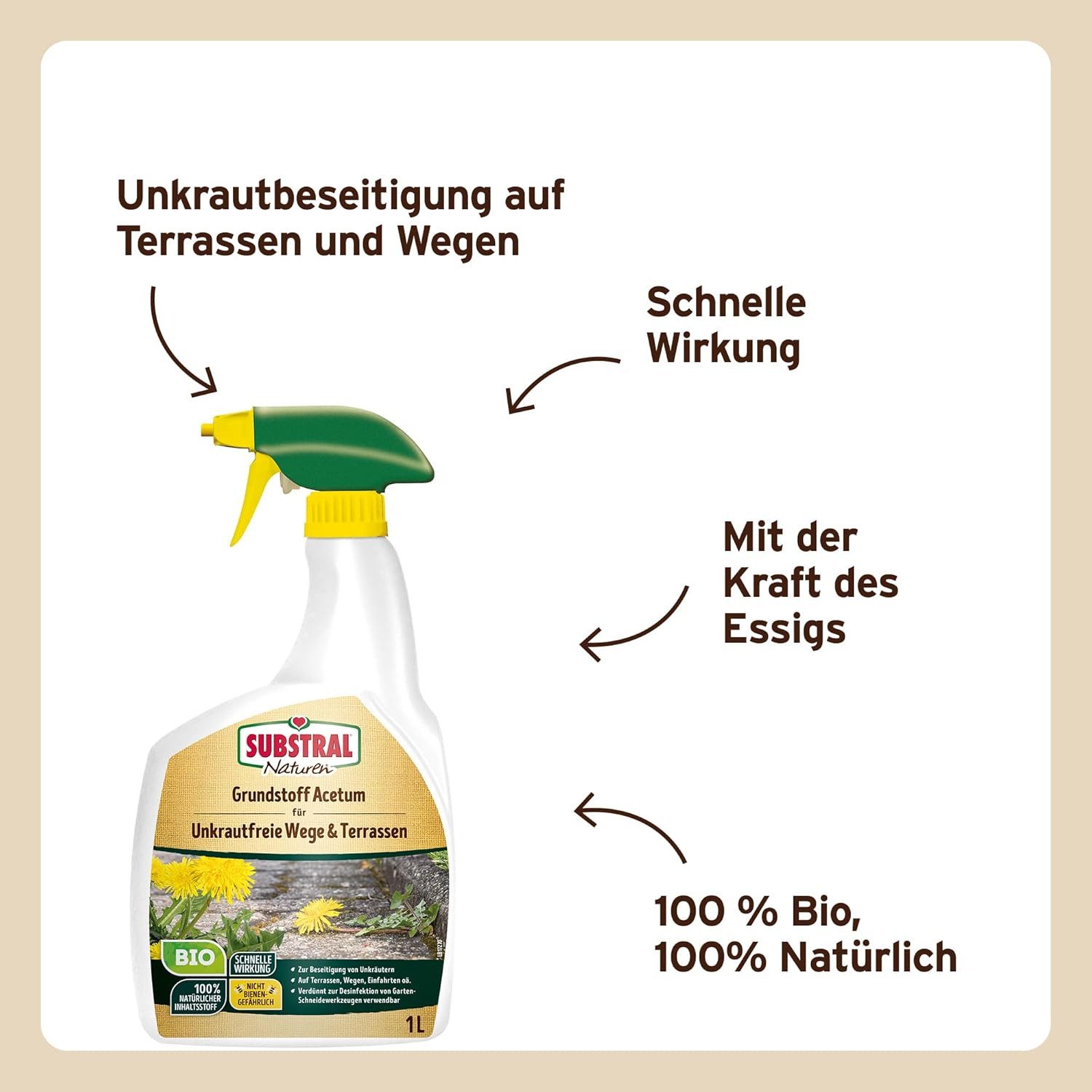 Substral Naturen Unkrautbekämpfungsmittel Substral Naturen Grundstoff Acetum, 1L Spray