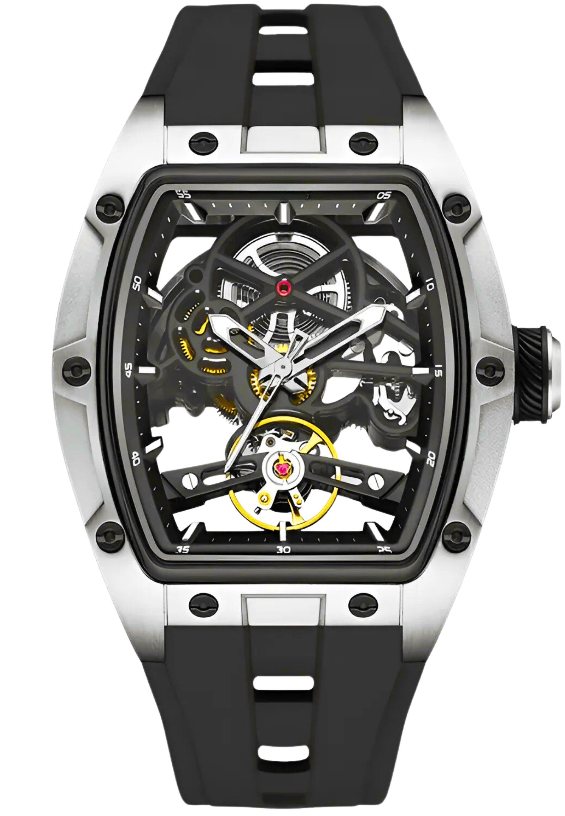 S&T Design Automatikuhr Armbanduhr Herren Uhr Edelstahl Silikon Skelett Ske günstig online kaufen