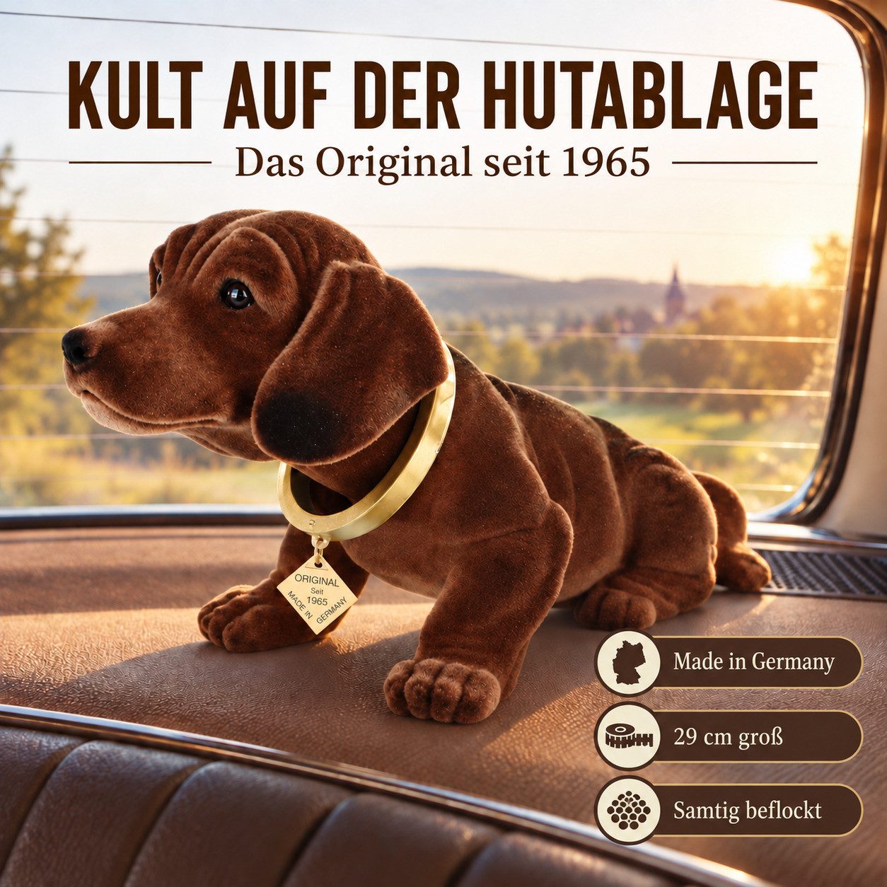 Rakso Oskar Schneider GmbH Dekofigur Original Wackeldackel Groß 30 cm Deko fürs Auto Made in Germany – Bild 2 von 5