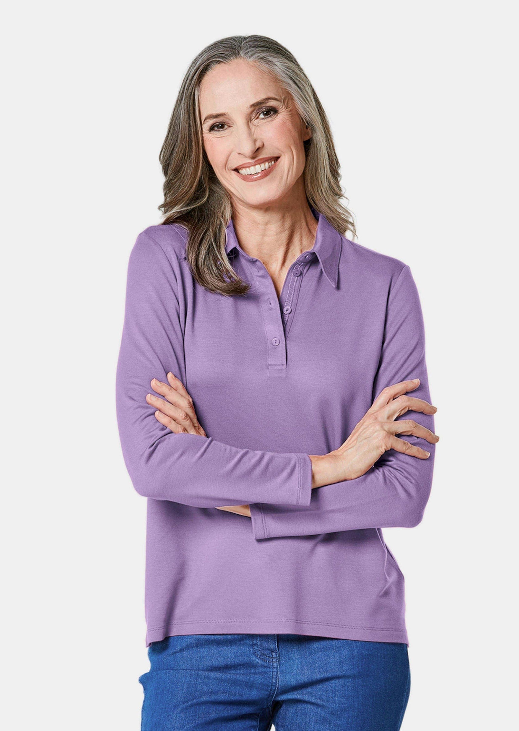 GOLDNER Poloshirt Langarm Poloshirt mit Schmuckband günstig online kaufen