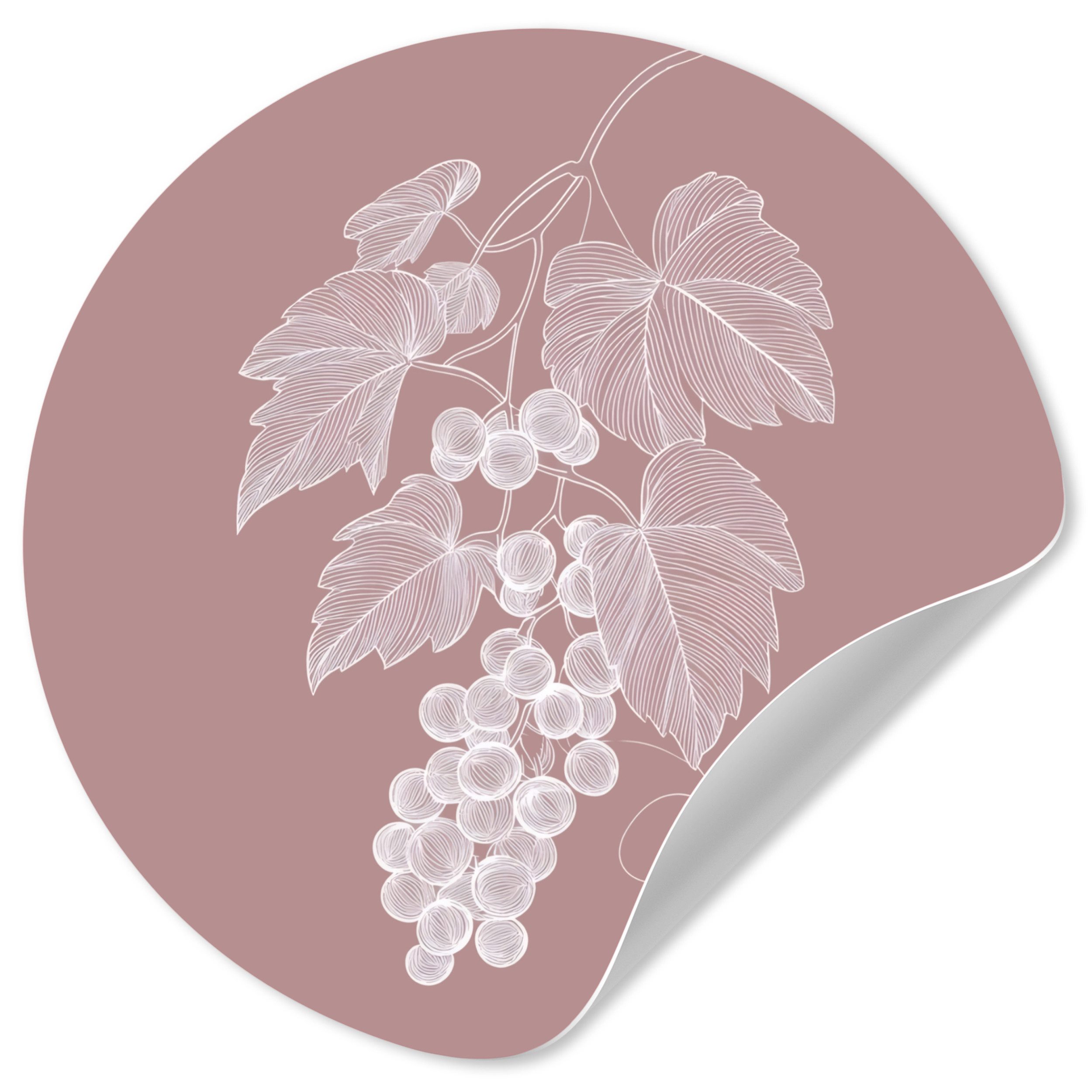 MuchoWow Wandsticker Gebinde - Weintrauben - Illustration - Blätter (1 St), Tapetensticker Selbstklebend, Wandbild Wohnzimmer, 80x80 cm