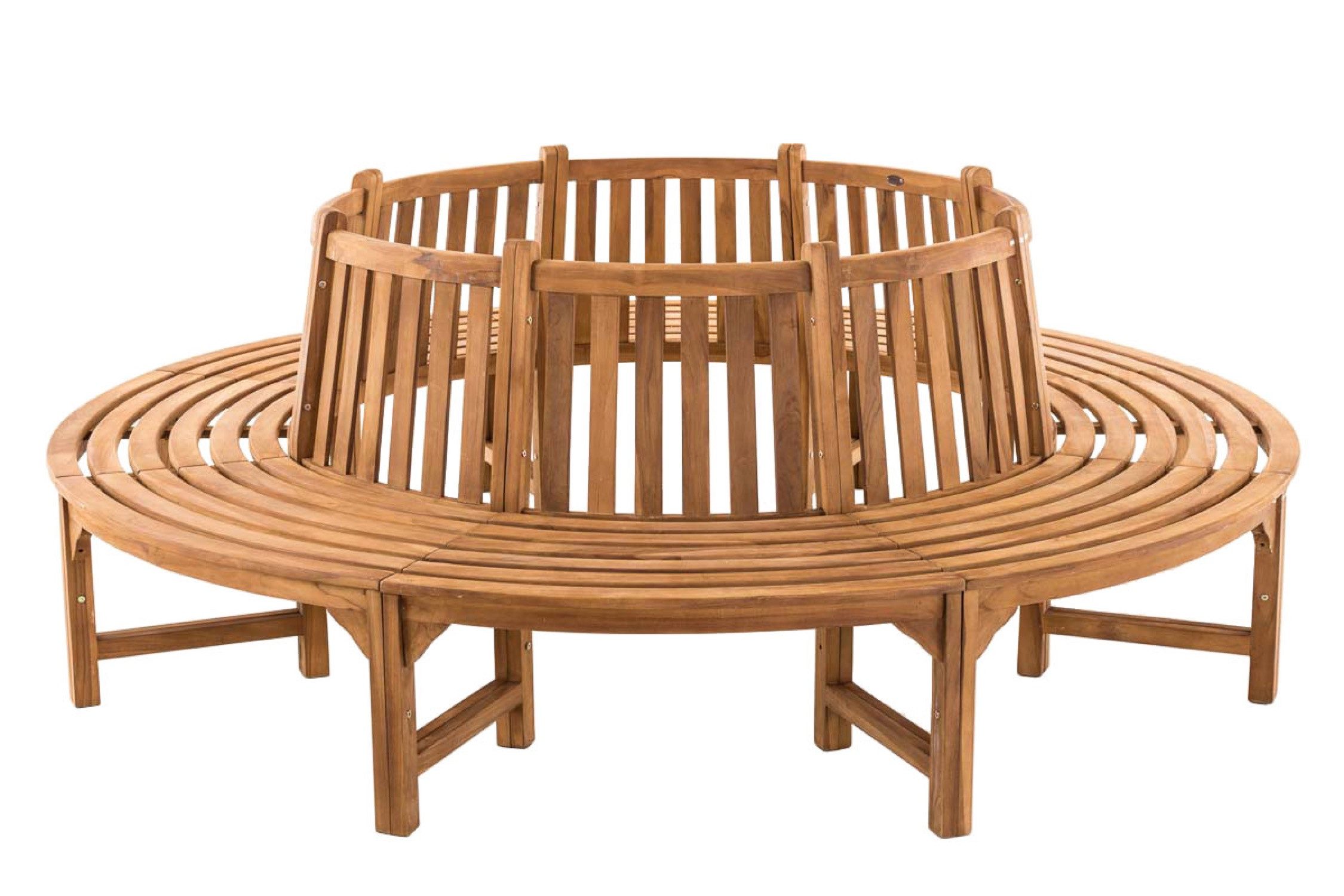 TPFGarden Baumbank Nova (mit 360-Grad Sitzfläche), Teak-Holz Garten Baumbank Sitzbank massiv 250 cm