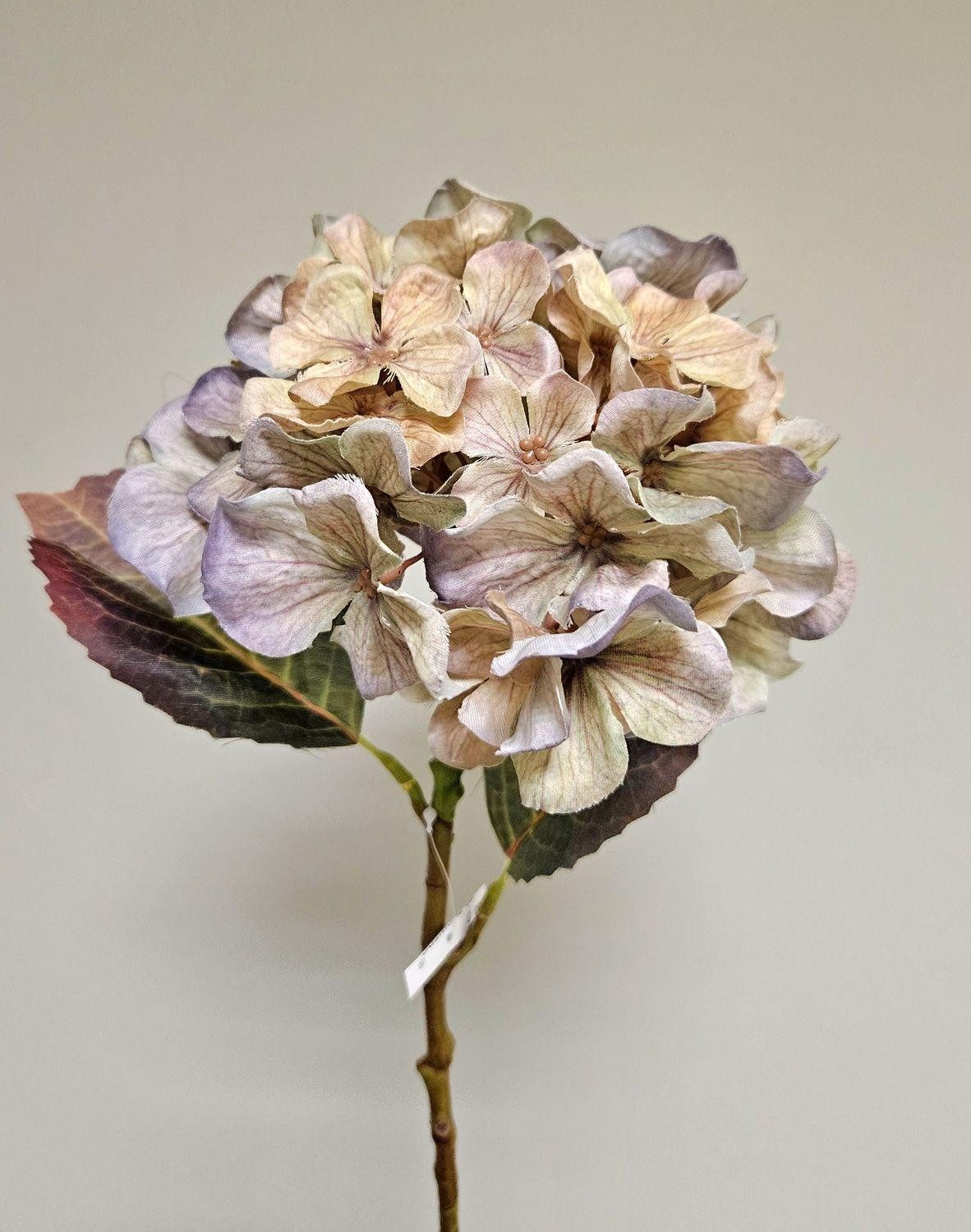 Kunstblume Hortensie NYNMAR, grün-lila, 50cm, Ø18cm Hortensie, artplants, Höhe 50.0 cm