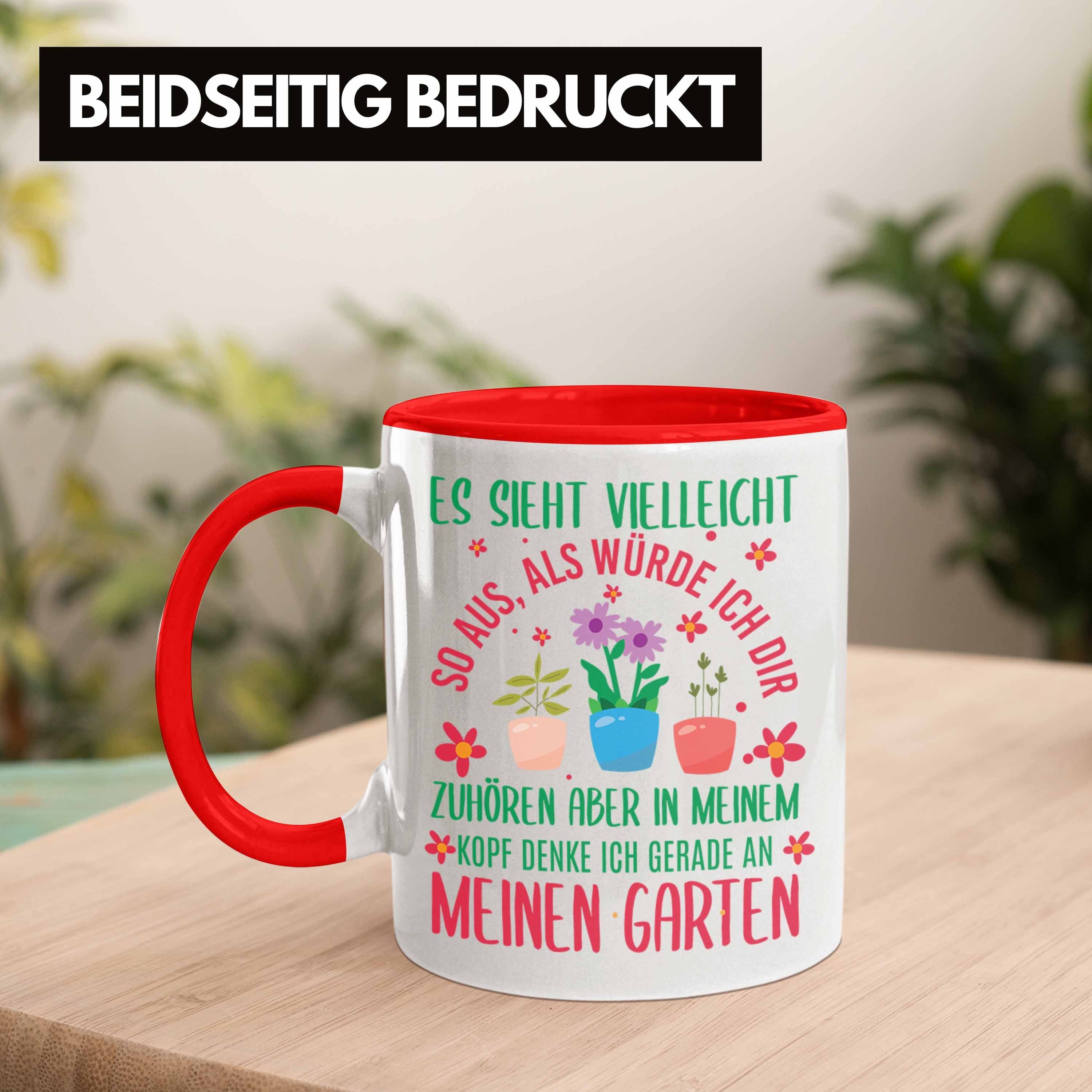 Geschenk Trendation Tasse Tasse für Spruch Trendation Rot Hobbygärtnerin Gärtner Garten Geschenkidee - Gärtnerin mit