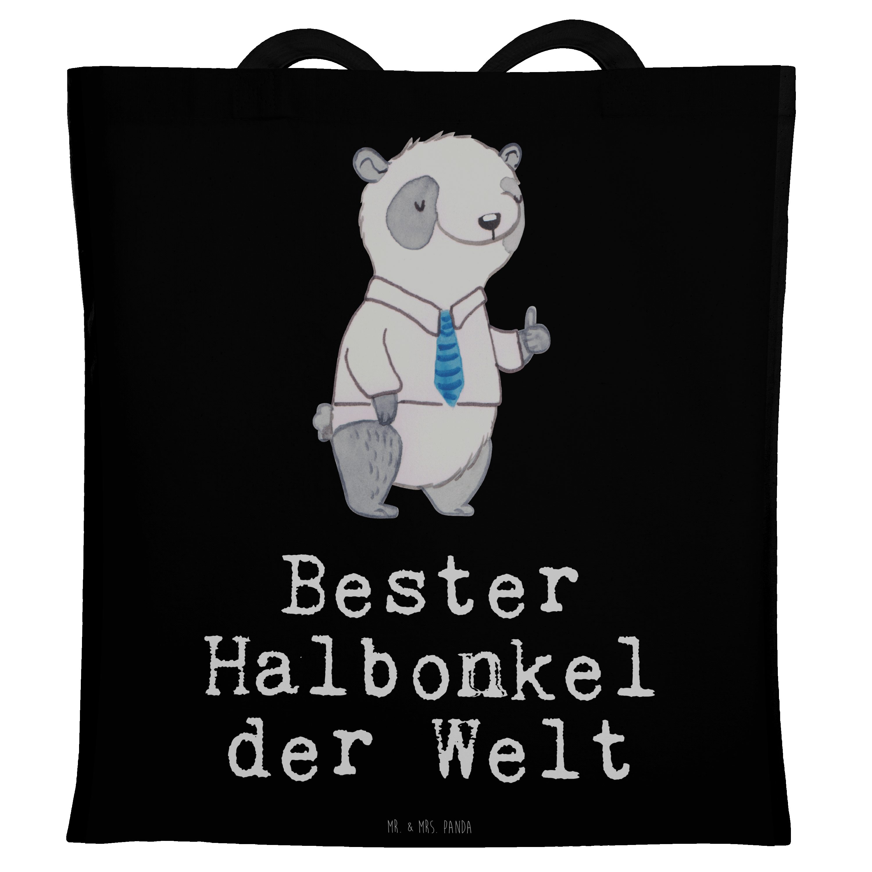 Mr. & Welt Panda Geb Bester (1-tlg) Geschenk, Halbonkel - - der Mrs. Schwarz Jutebeutel, Panda Tragetasche