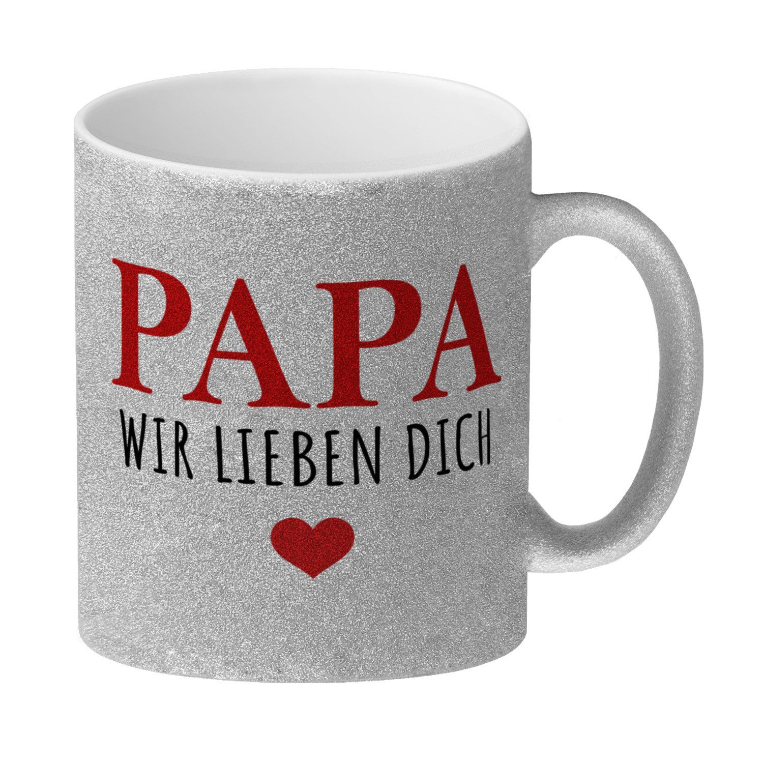 speecheese Tasse Papa wir lieben dich GlitzerKaffeebecher in rot mit Herz