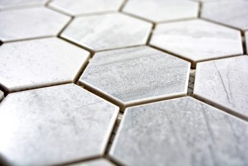 Mosani Mosaikfliesen Hexagon Keramikmosaik Mosaikfliesen grau matt / 10 Matten