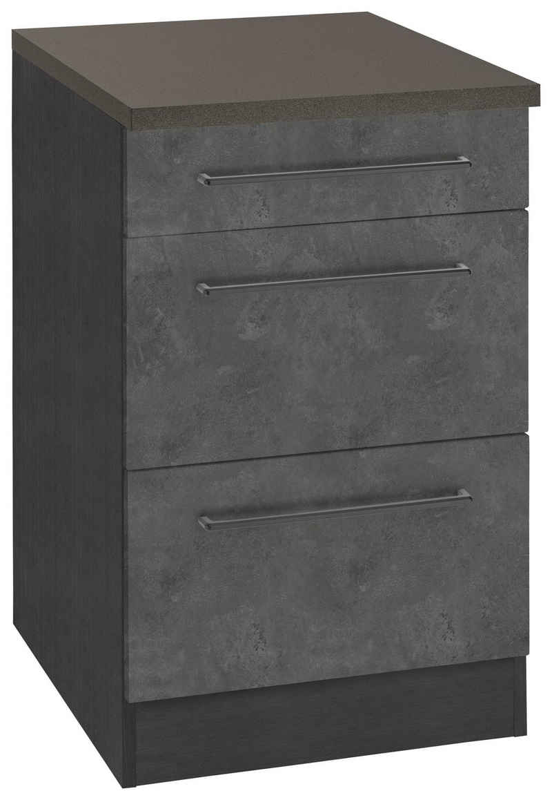 HELD MÖBEL Unterschrank Tulsa 50 cm breit, 1 Schubkasten, 2 große Auszüge, Metallgriff, MDF Front