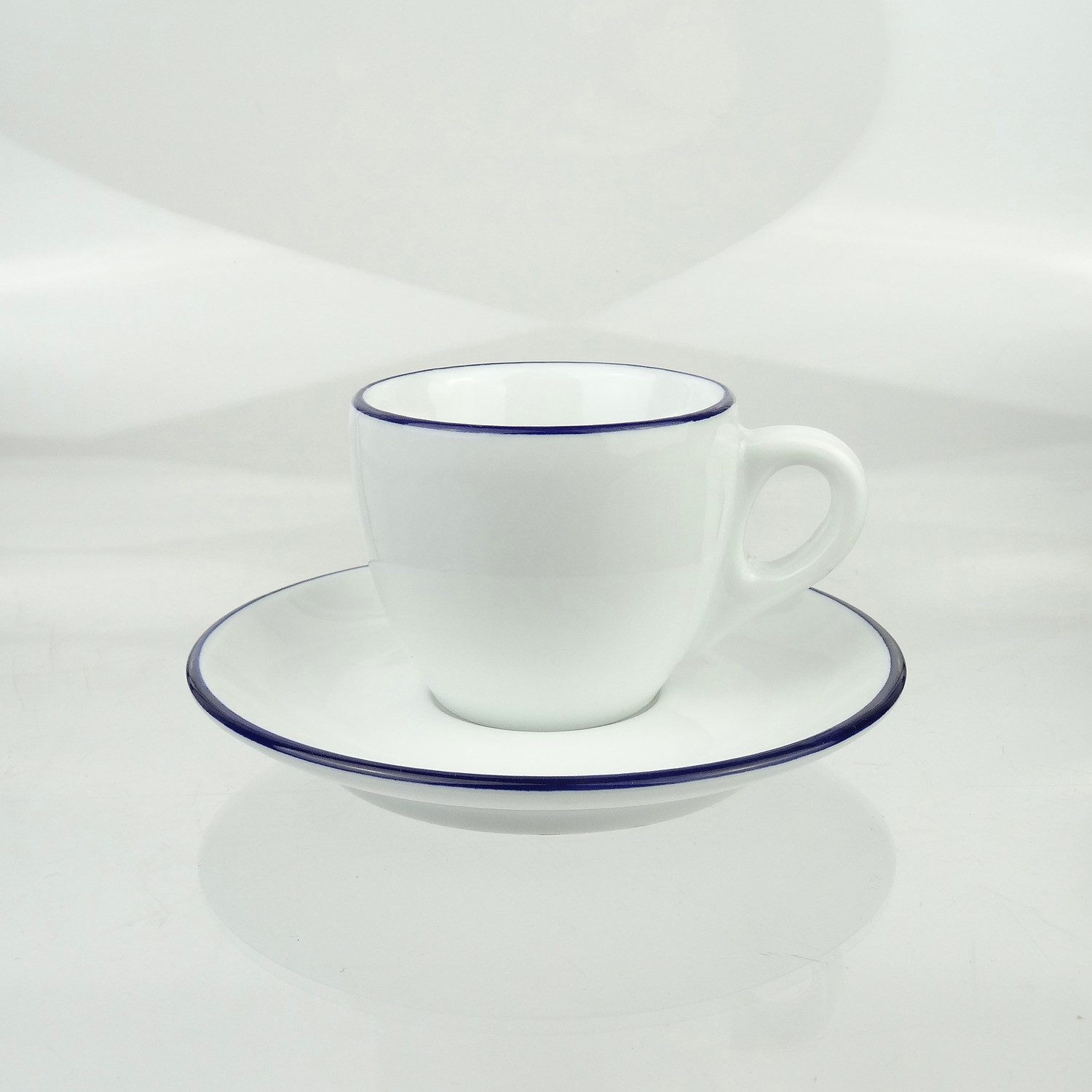 Ancap Espressotasse dickwandig, »Verona«, weiß mit blauem Rand, 70 ml, 2-tlg., Hartporzellan