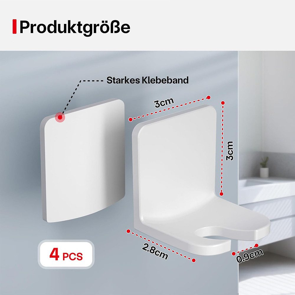 AFKSMILE Zahnbürstenhalter 4 Stück Elektrische Zahnbürste Halter,Selbstklebende Zahnbürstenhalter, Aufsteckbürsten Halterung, Zahnbürstenhalter für die Aufbewahrung