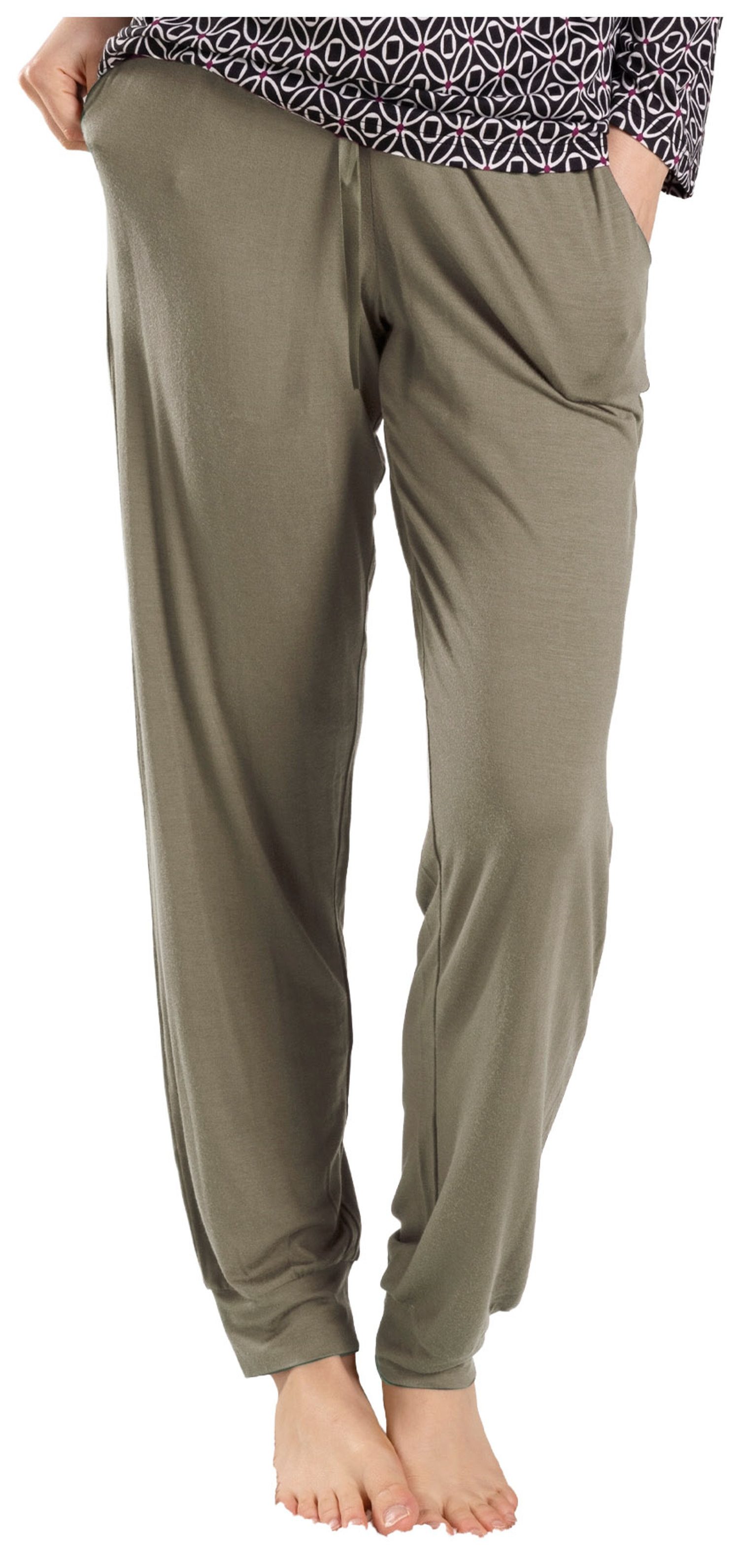 Pyjamahose Damen Schlafanzughose mit Bündchen