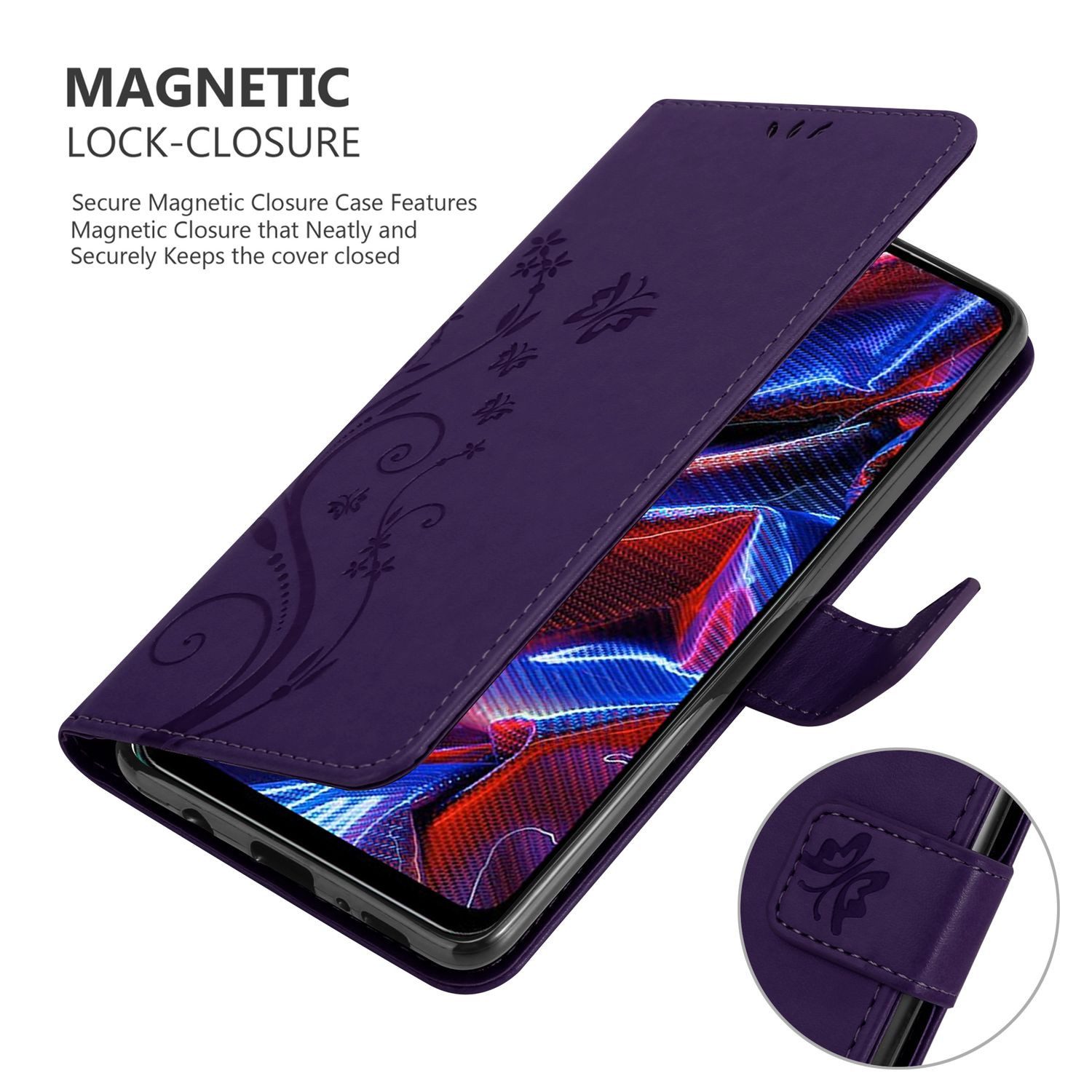 Cadorabo Handyhülle für Xiaomi Poco X5 Hülle Xiaomi Poco X5, Hülle Schutzhülle Blumen Flower mit Standfunktion Kartenfach Magnet