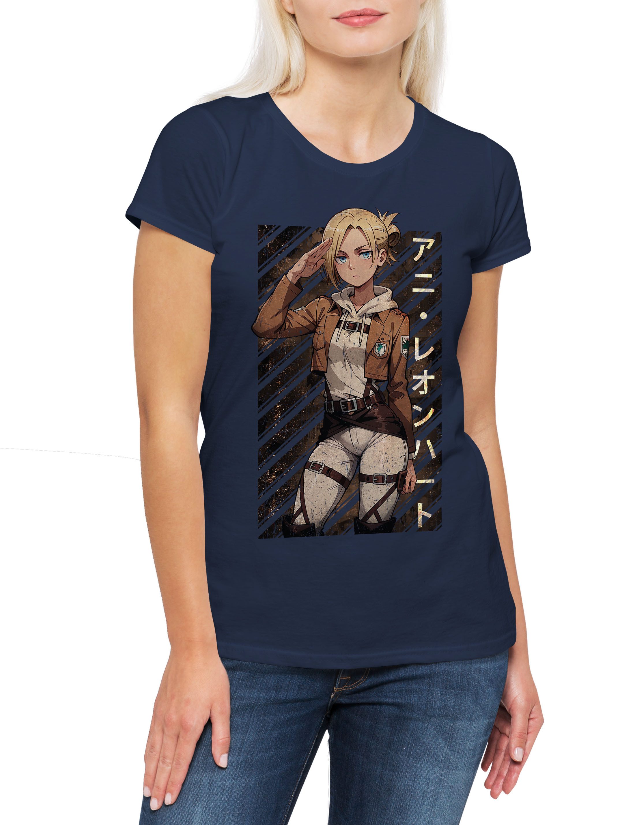 Urban Backwoods Print-Shirt Annie Leonhart Damen T-Shirt Attack Shingeki No Kyojin AOT On Titan (1-tlg) Levi Eren Yeager Historia