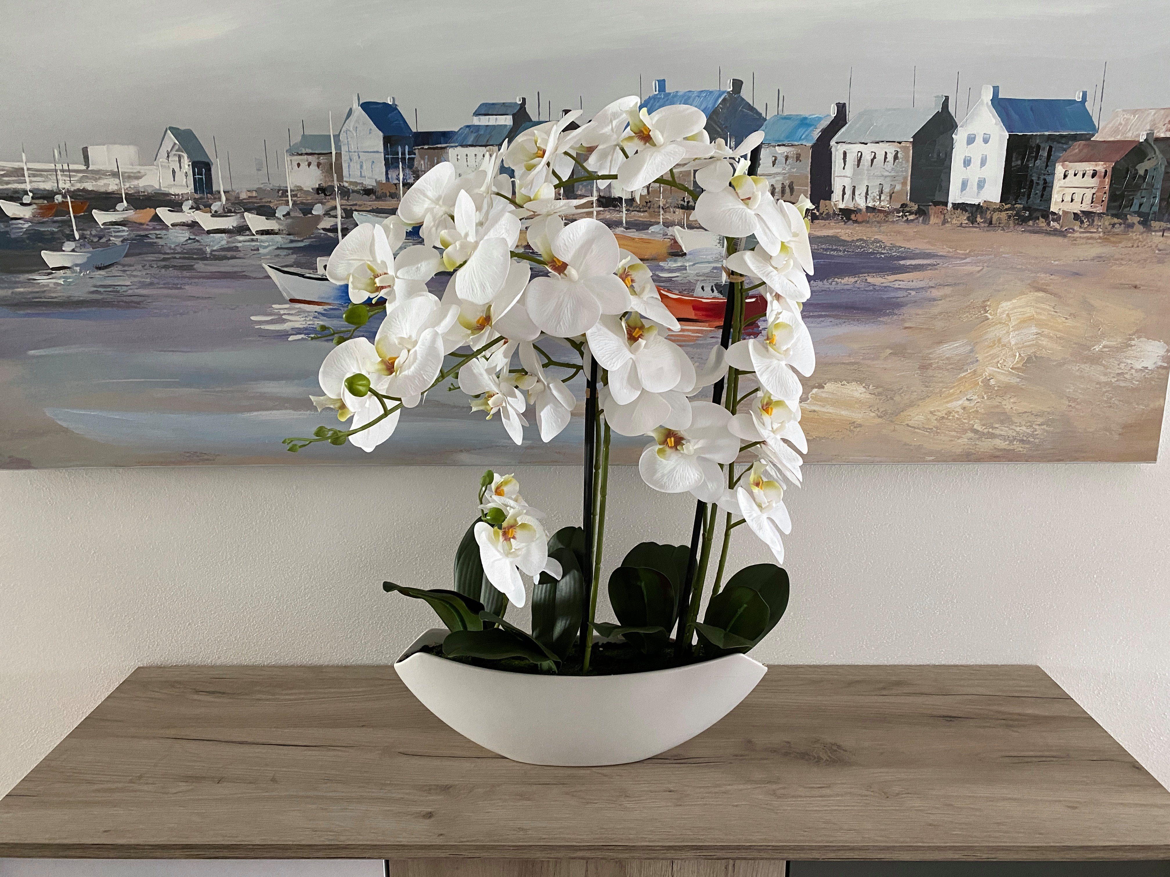 cm, Dahlia Arrangement Orchidee Keramiktopf, 70 weißem Kunstblume Studios in