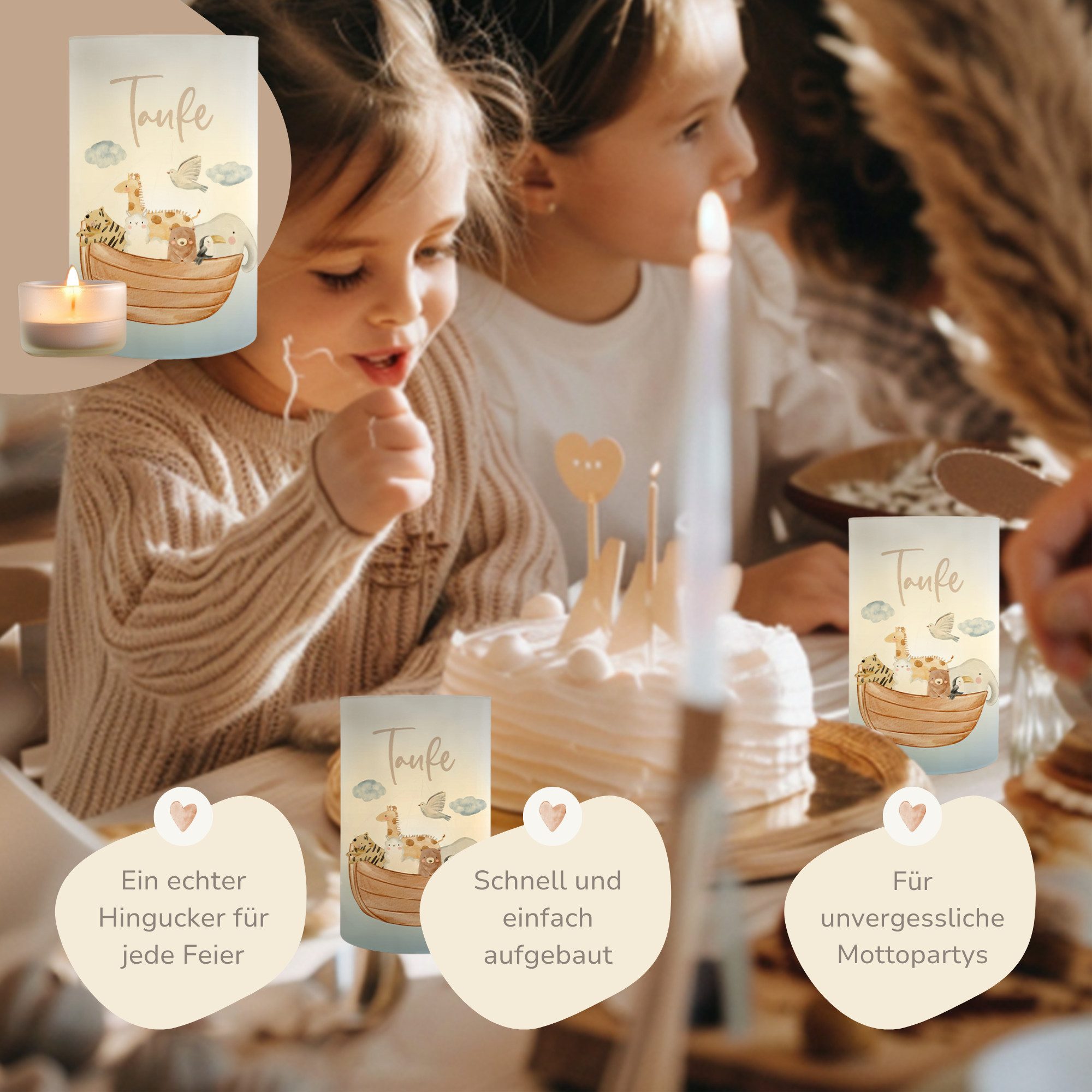 MeinBaby123® Papierdekoration 10 Windlichter Taufe, Taufe Deko, Taufe Windlicht, Lichthülle Taufe, Windlicht Taufe, Deko für die Taufe, Tischdeko für die Taufe