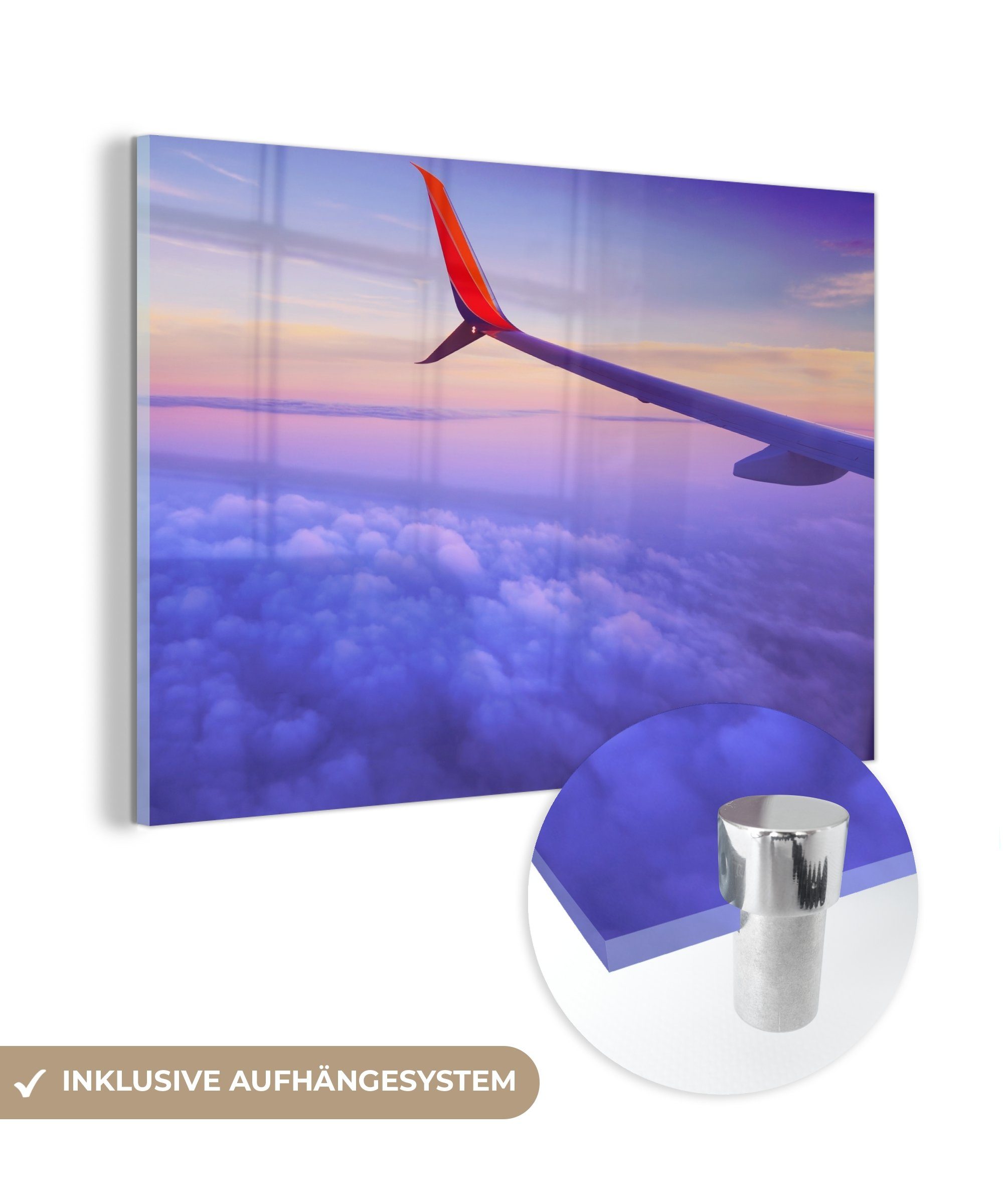 Beliebte Neuheiten sind online zu MuchoWow Acrylglasbild Flugzeug - Wolken, Wohnzimmer & Acrylglasbilder Flügel St), Schlafzimmer - (1