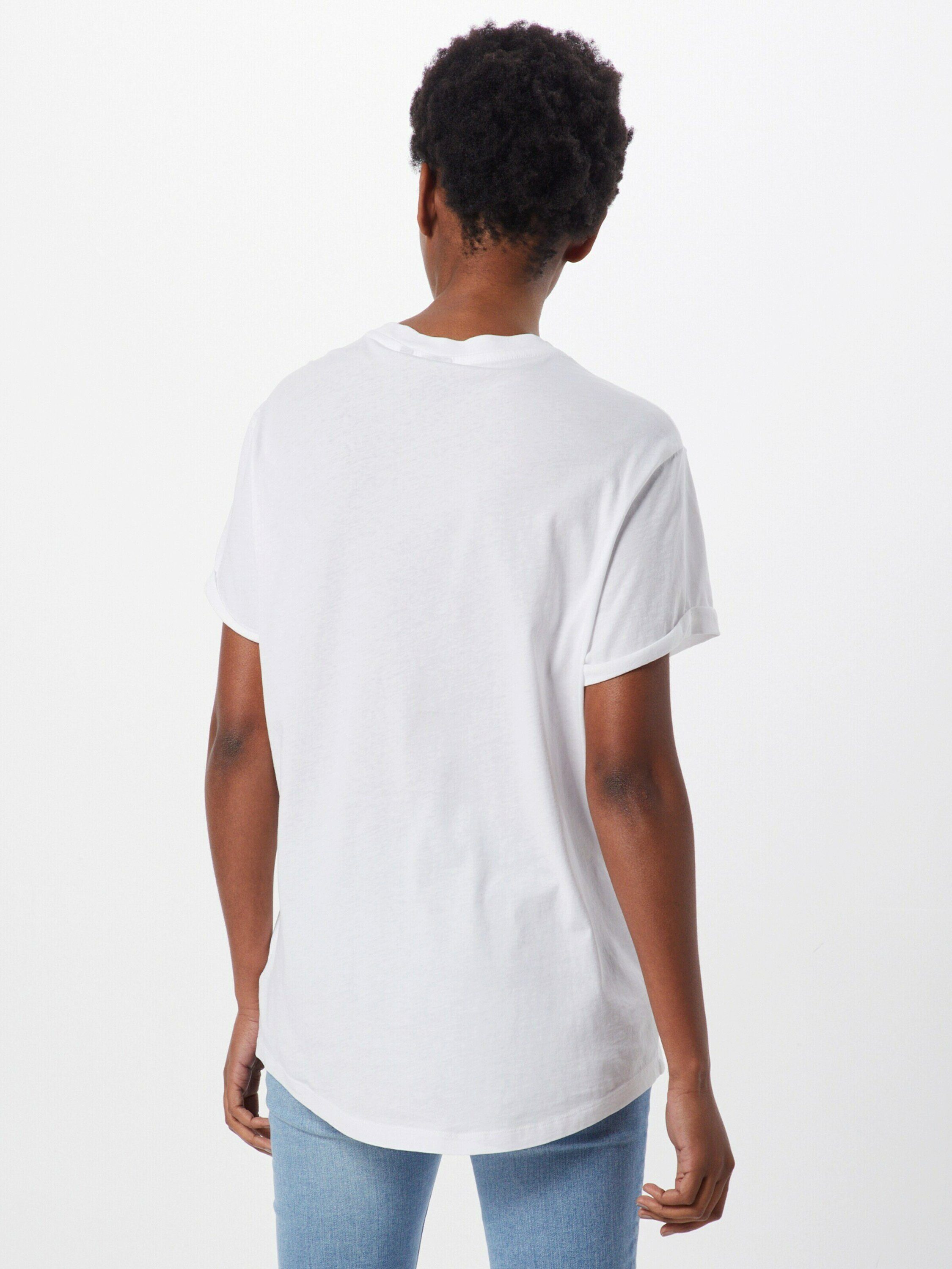 G-Star RAW T-Shirt (1-tlg) Stickerei, Plain/ohne Details, Drapiert/gerafft,  Weiteres Detail, Abgesteppter Saum/Kante