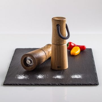 AdHoc Salz-/Pfeffermühle Geschenk-Set Yaso manuell, (2 Stück), zwei Mühlen mit Tragegriff aus Naturfaser 17cm