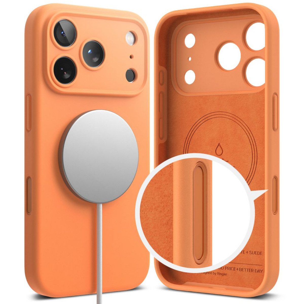 Ringke Handyhülle Silikon Orange mit Magnetfunktion Kompatibel mit iPhone 17 Pro Max 6,9, Weiche Silikonhaptik mit integrierter Magnetfunktion