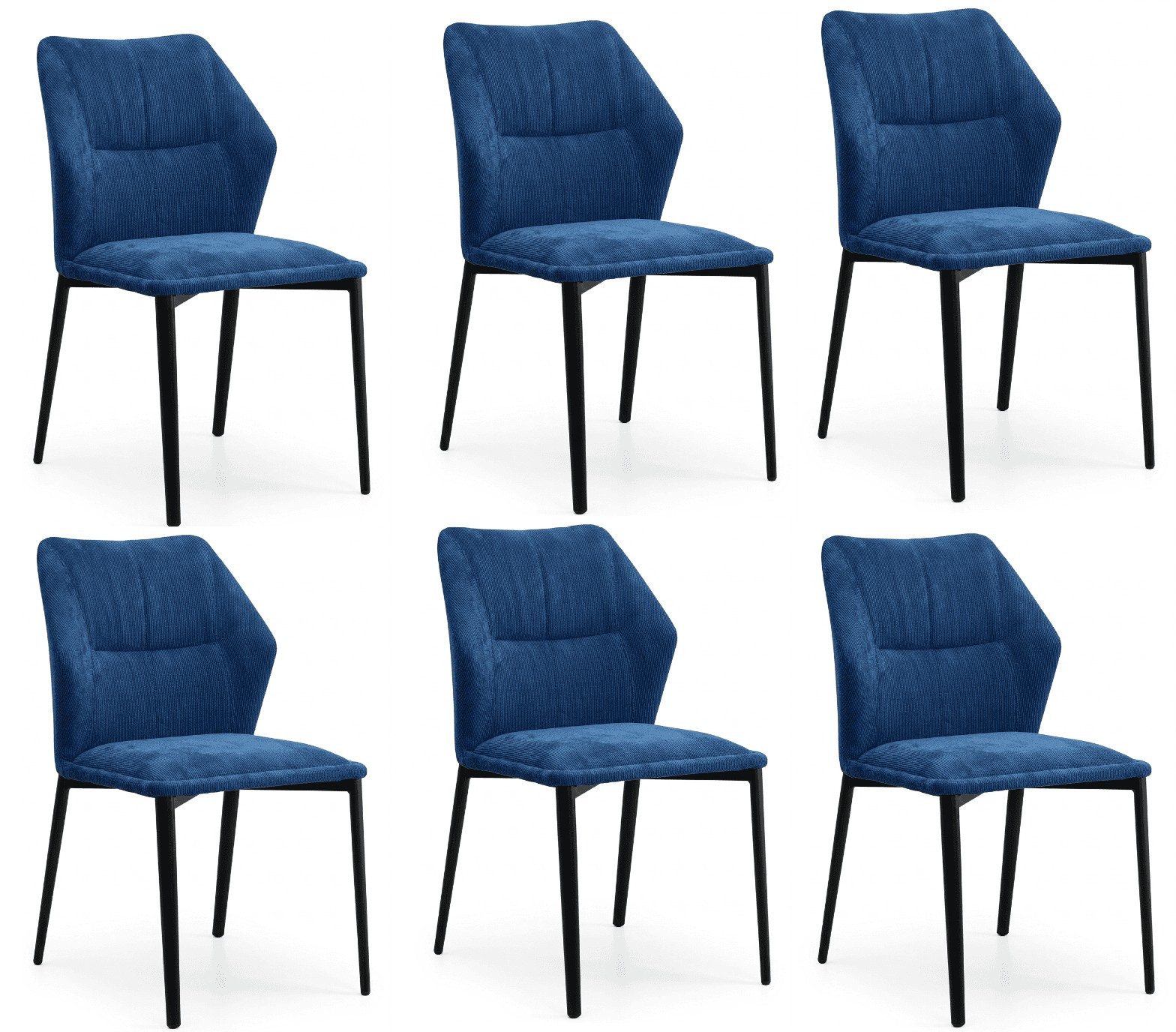 Xlmoebel Sitzgruppe Modern Esszimmerstühle 6er Set Flügel Form Königsblau Breitcord, (6-tlg., 6-tlg)