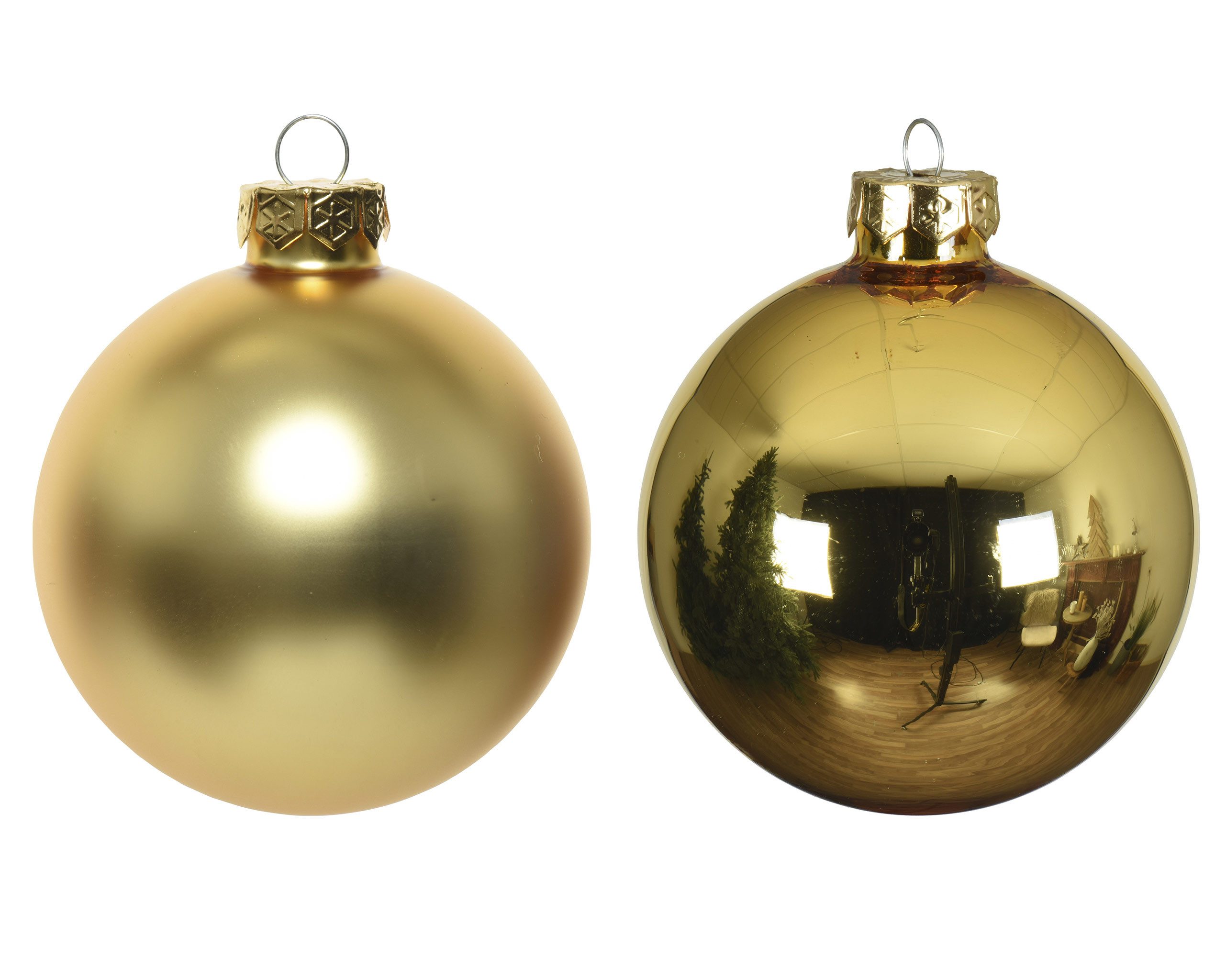 Kaemingk Weihnachtsbaumkugel, Weihnachtskugeln Glas 8cm 16 Stück - Hellgold