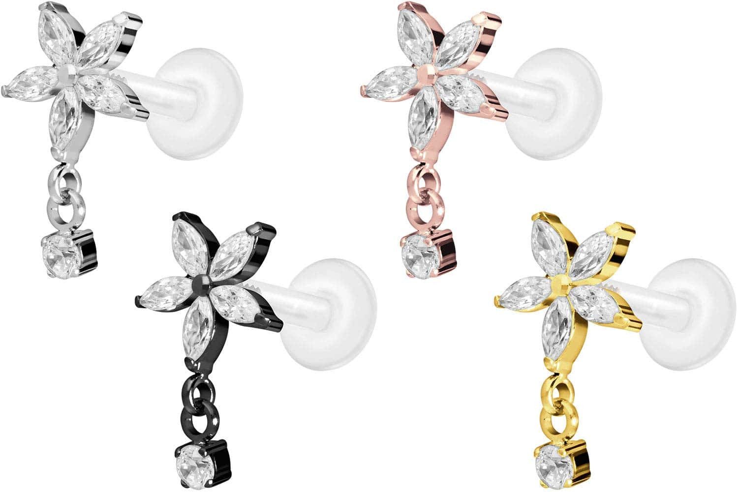 PIERCINGLINE Piercing-Set PTFE Labret mit Innengewinde + Titan-Aufsatz KRIS günstig online kaufen