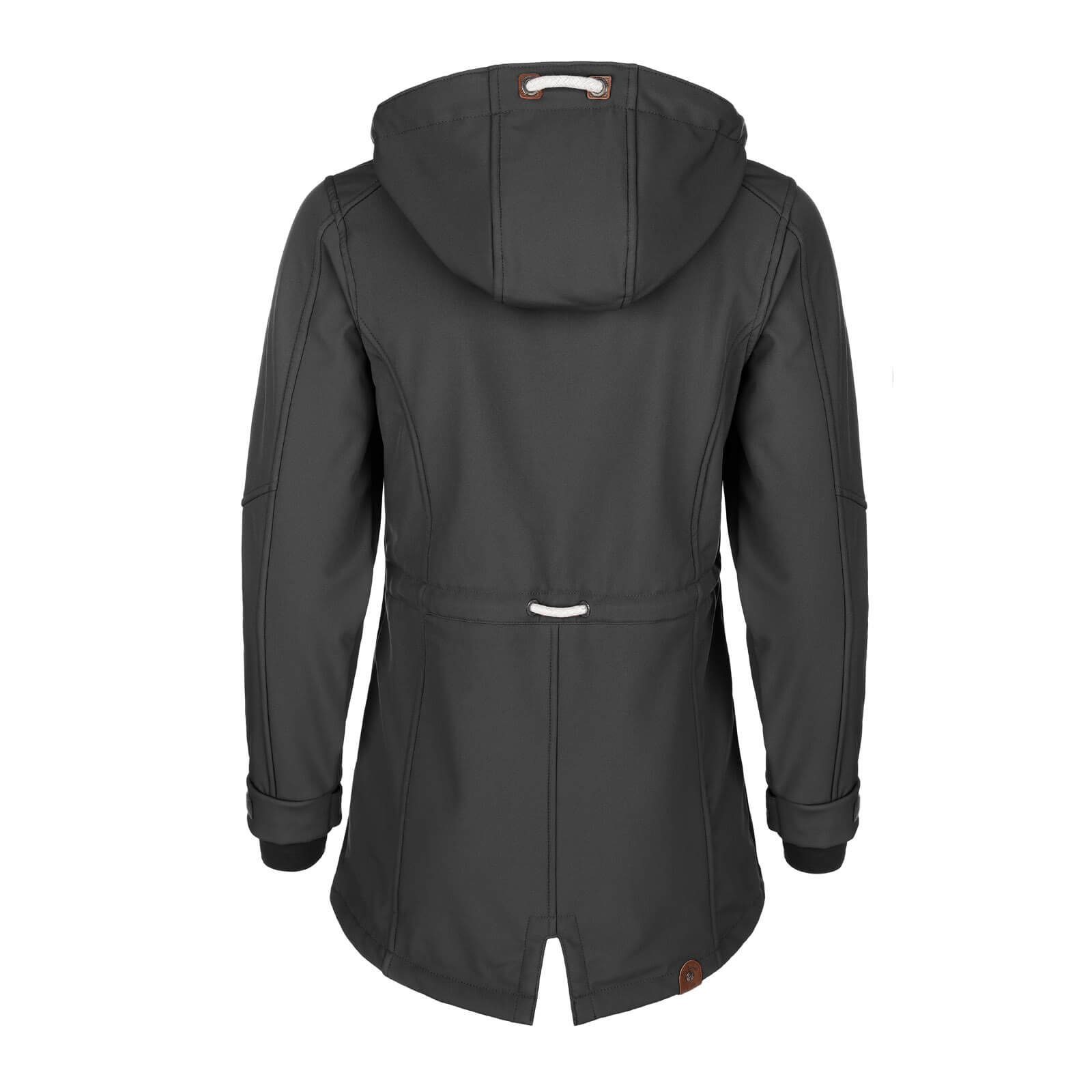 Dry Fashion Softshelljacke Wien Damen Softshell-Mantel mit wattiertem Fleece-Innenfutter Atmungsaktiv, 2-Wege-Reißverschluss, Verstellbare & abnehmbare Kapuze