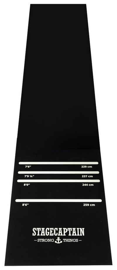 Stagecaptain Dartmatte DM-300 Dart-Bodenschutzmatte mit Oche (Dartteppich, 1-St., mit Abstandsmarkierungen), aufgedruckten Abwurflinien, Rutschfest, Länge: 3m