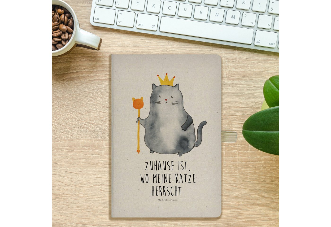 Thumbnail - Mr. & Mrs. Panda Notizbuch Katze König - Transparent - Geschenk, Katzenhalter, Miau, Katzenmotiv Mr. & Mrs. Panda, Umwel...