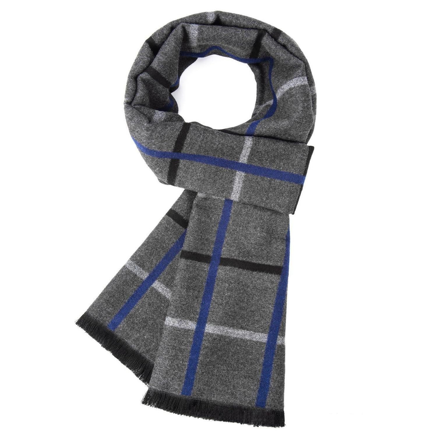 LuxusKollektion Karotuch Schal Herren Kariert Grau Viskose Polyester, (1-St)
