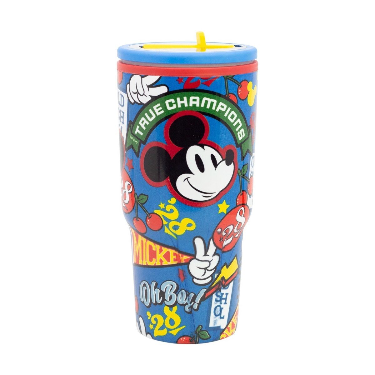Disney Mickey Mouse Thermobecher - 640 ml Edelstahl doppelwandiger Trinkbecher mit Trinkhalm, 1-tlg., Edelstahl