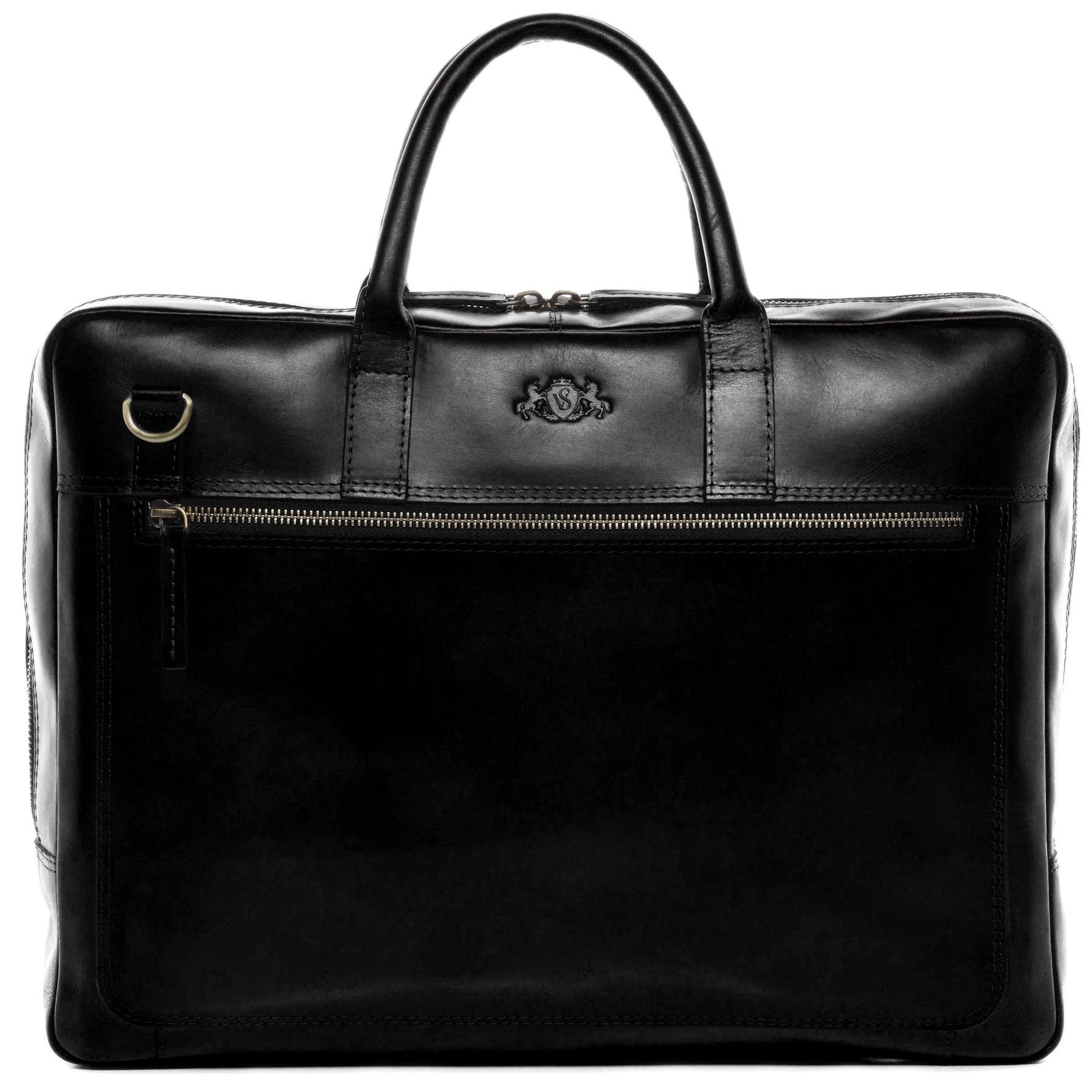 SID & VAIN Laptoptasche echt Leder Aktentasche 15 Zoll Laptop Fach schwarz, Laptoptasche 15,4 Zoll, Aktentasche Echtleder Damen Herren schwarz