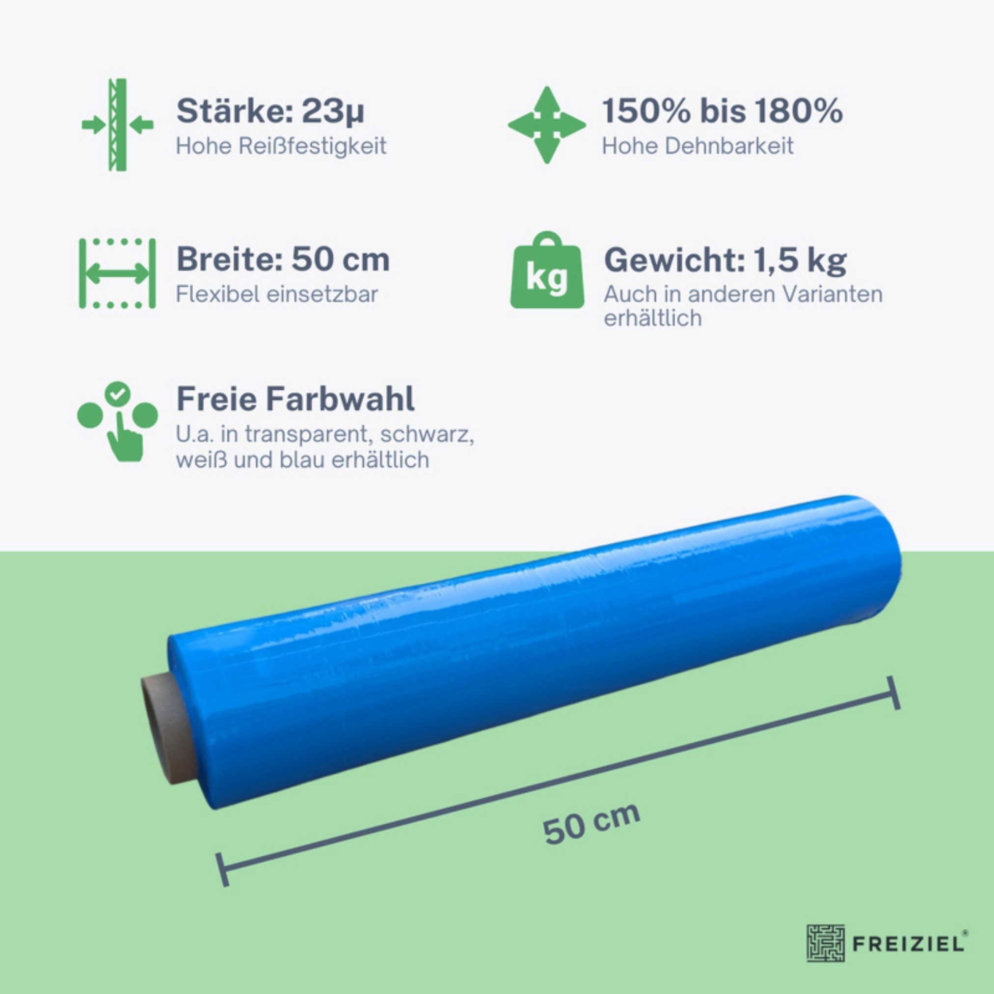 Freiziel Schutzfolie 6 x Stretchfolie 50cm 1,5kg 23my + Abroller Rot