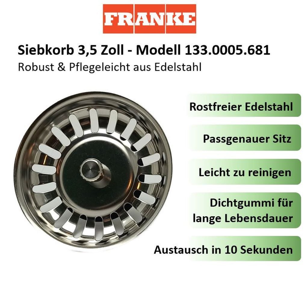 FRANKE Siebventil Franke Siebkorb 3,5 Zoll Original-Ersatzteil (133.0005.681)
