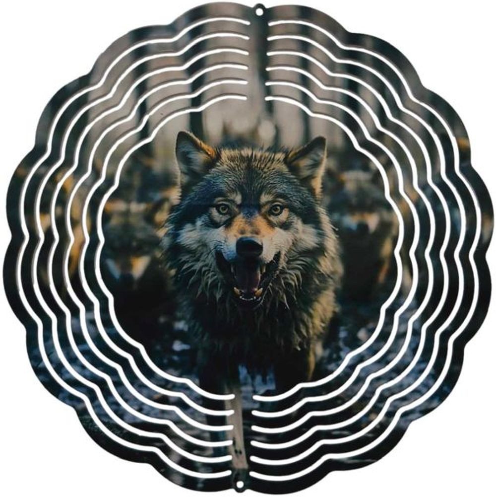 Ladreas Windspiel Edelstahl 3D Windspiel Windspinner 20cm Wolf 3 WI229