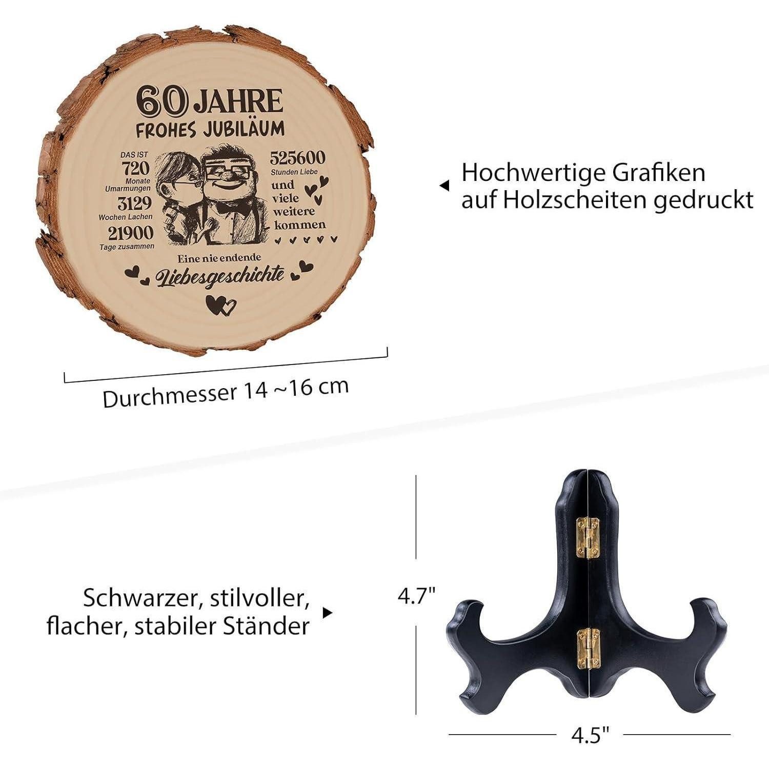 LuxusKollektion Jubiläumskarte Geschenk Diamantene Hochzeit 60 Hochzeitstag Holzplakette 60th