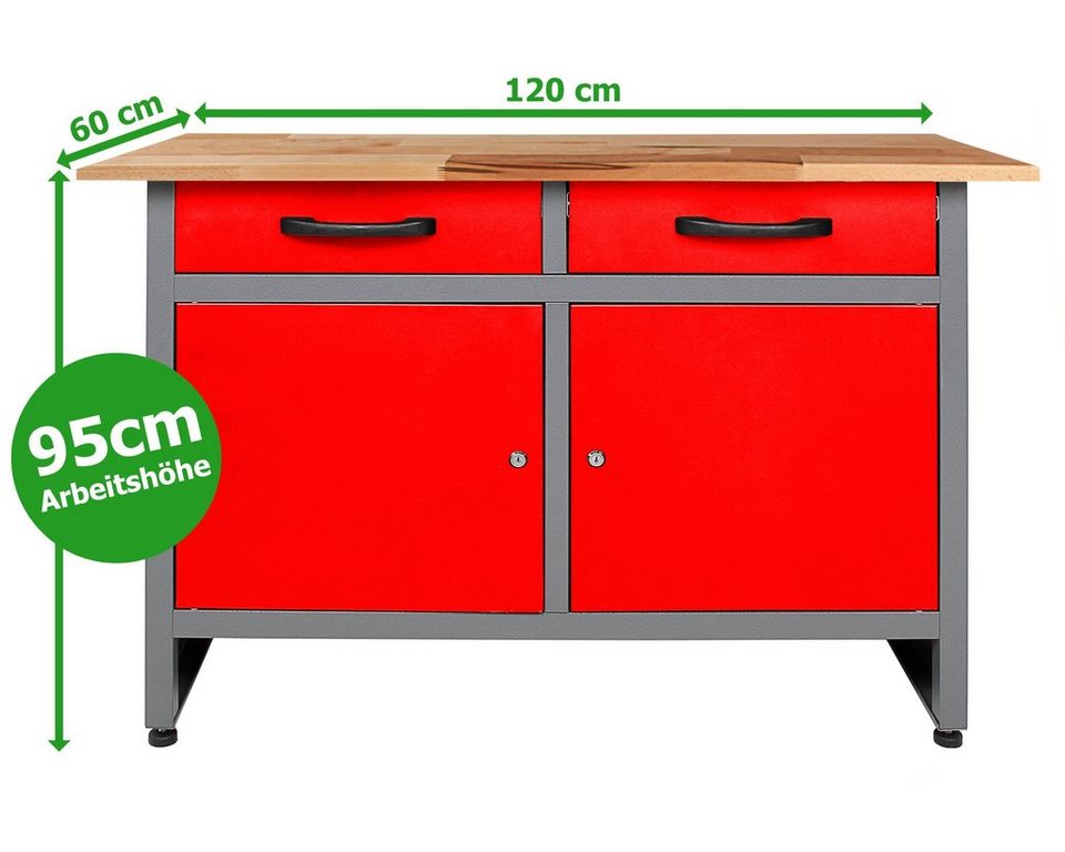 ONDIS24 Werkstatt-Set Werner 120 cm 2 Schränke