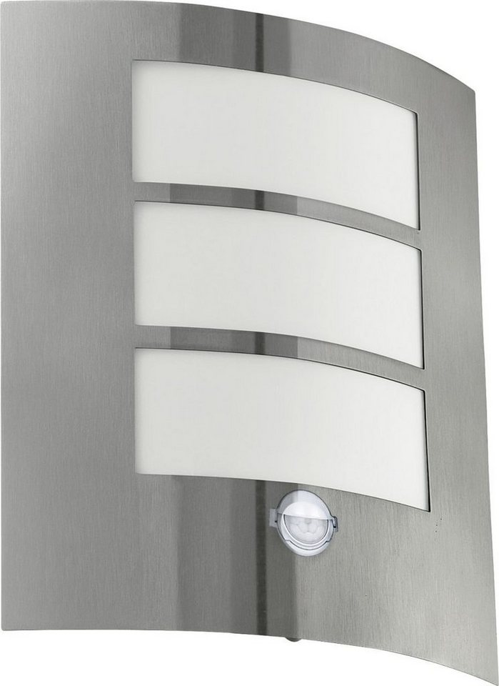 EGLO LED Außen-Wandleuchte Eglo Außen-Wandleuchte City edelstahl 26 x 23,5  cm, Mit Bewegungsmelder nicht dimmbar nicht Smart Home-fähig