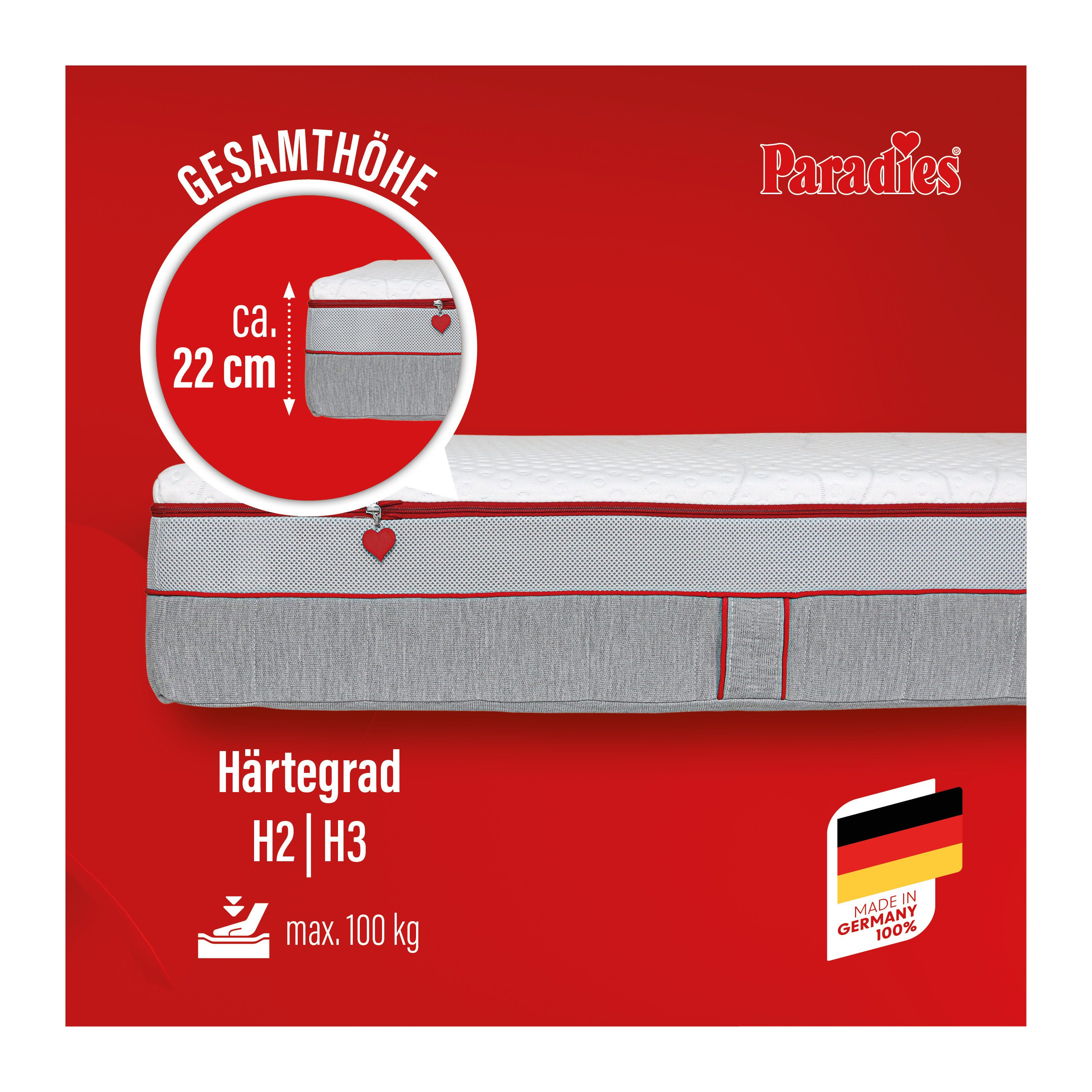 Kaltschaummatratze Neuheit: Paradies Perfekta KS, 90x200, 140x200 cm & weitere Größen, Paradies, 22 cm hoch, Maximaler Komfort mit Memoryschaum und Klimaregulie – Bild 2 von 5