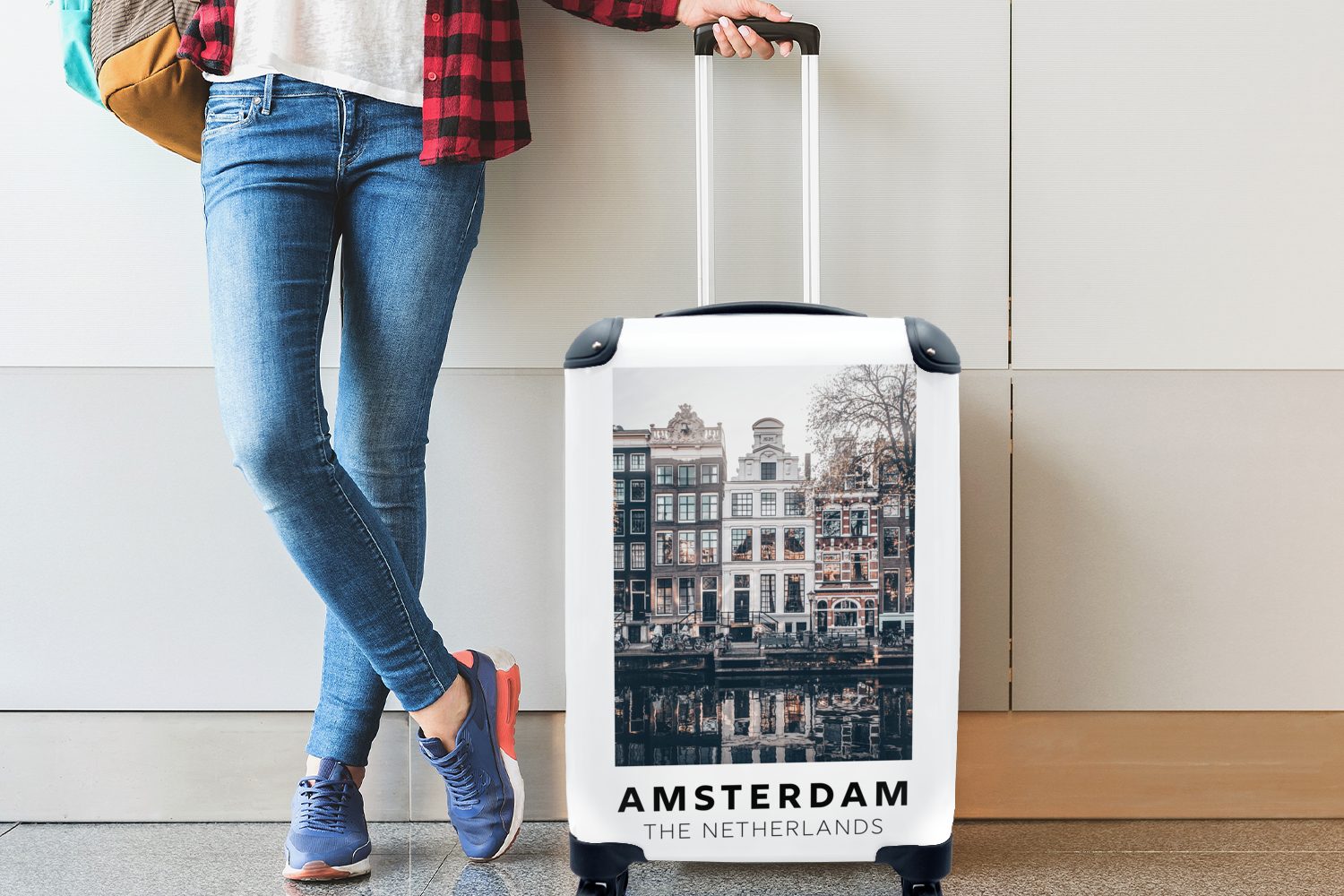 4 Reisekoffer Rollen, MuchoWow Huizen, - Ferien, mit Niederlande Trolley, rollen, Handgepäckkoffer Amsterdam Reisetasche - Handgepäck für