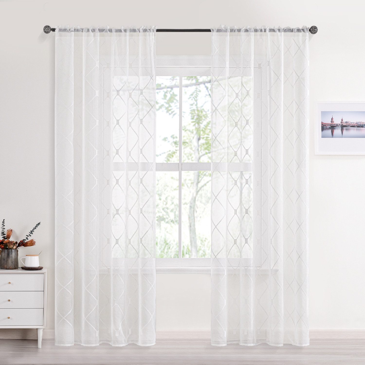 BYSURE Gardine, Stangendurchzug (2 St), halbtransparent, günstig online kaufen